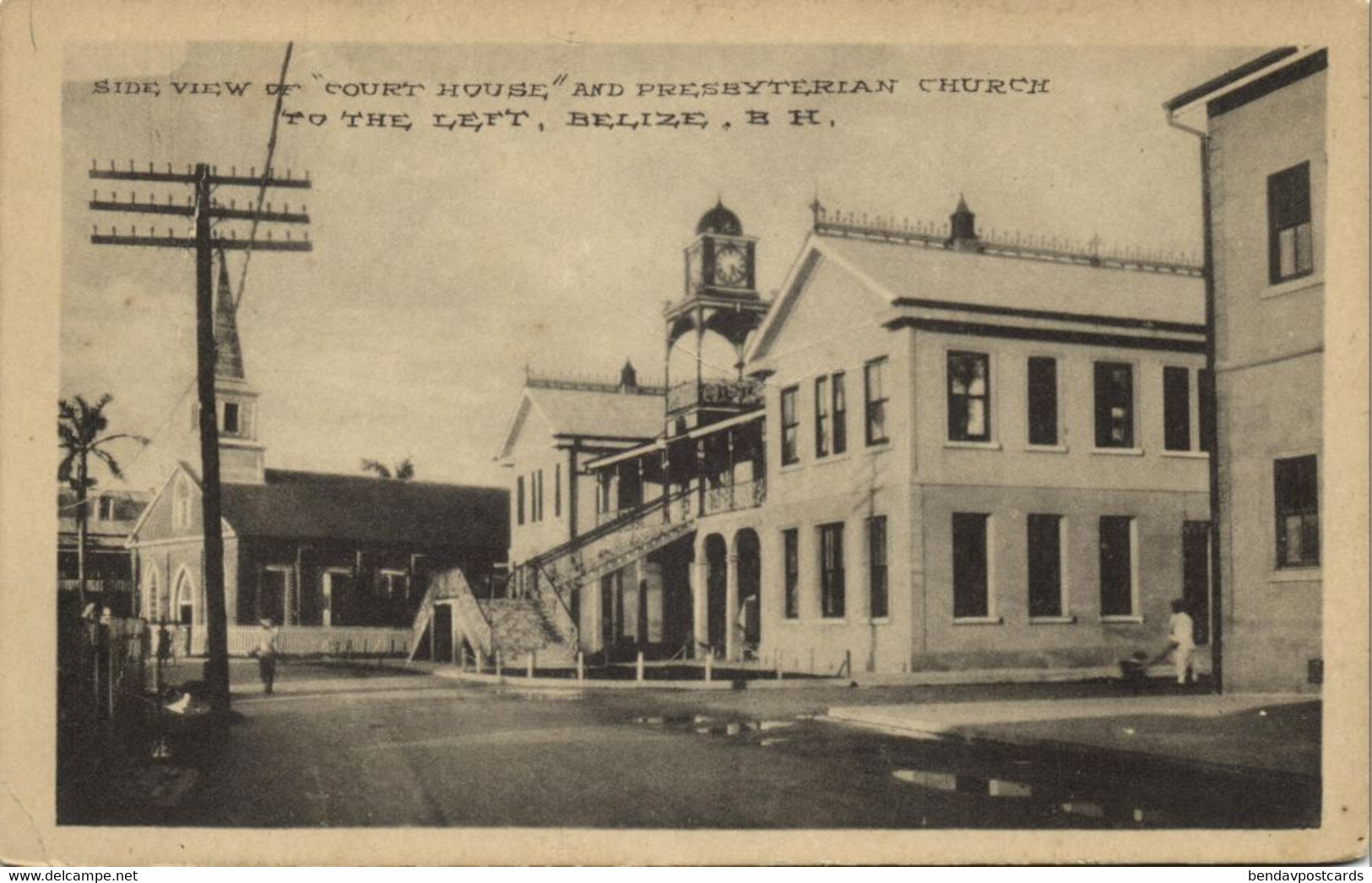 British Honduras, BELIZE, Court House, Presbyterian Church (1930s) Postcard - Belize