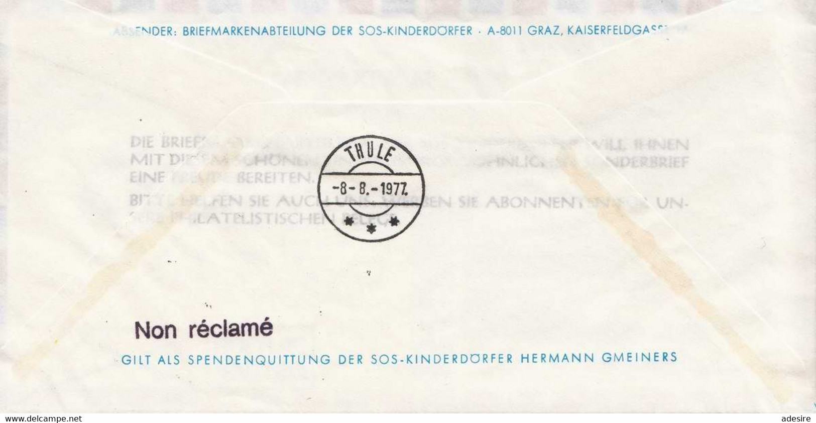 Österreich Grönlandbrief 1977 - 2 Fach Frankiert, Sonderstempel, Gel. V.DK Thule Mit D.Polarschiff Z.nördl.Postamt ... - Variétés & Curiosités