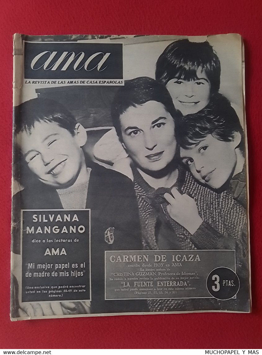 SPAIN AMA LA REVISTA DE LAS AMAS DE CASA ESPAÑOLAS Nº 12 1 JULIO DE 1960 SILVANA MANGANO..ETC OLD MAGAZINE...VER FOTOS.. - [1] Fino Al 1980