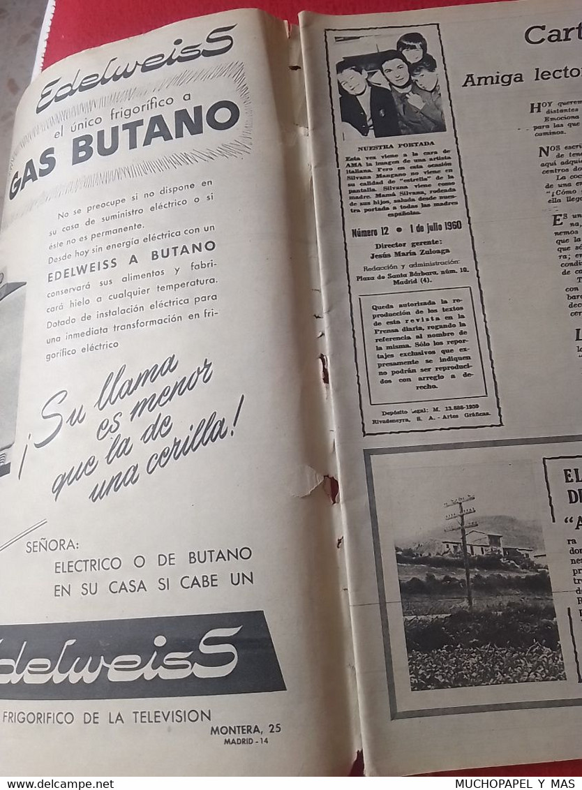 SPAIN AMA LA REVISTA DE LAS AMAS DE CASA ESPAÑOLAS Nº 12 1 JULIO DE 1960 SILVANA MANGANO..ETC OLD MAGAZINE...VER FOTOS.. - [1] Bis 1980