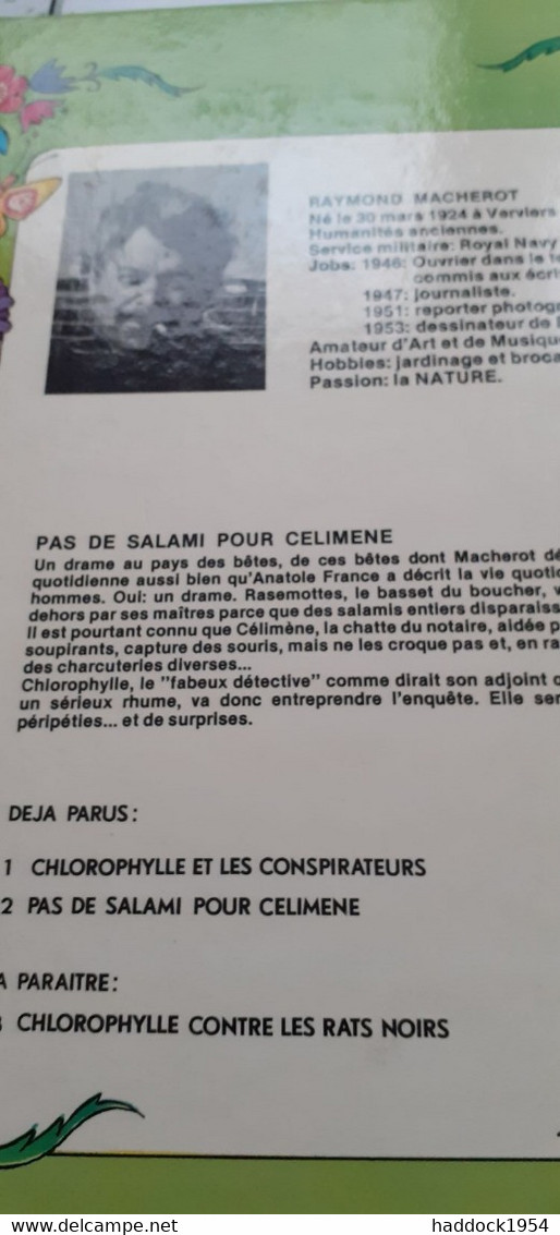 Pas De Salami Pour CELIMENE CHLOROPHYLLE  RAYMOND MACHEROT Dargaud 1978 - Chlorophylle