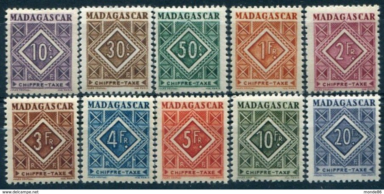 MADAGASCAR - Y&T  N° 31-40 ** - Timbres-taxe