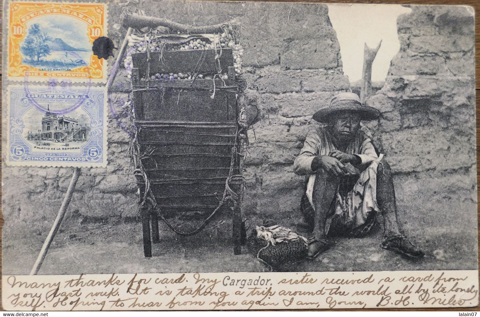 C. P. A. : GUATEMALA :  Cargador, 2 Sellos En 1908 - Guatemala