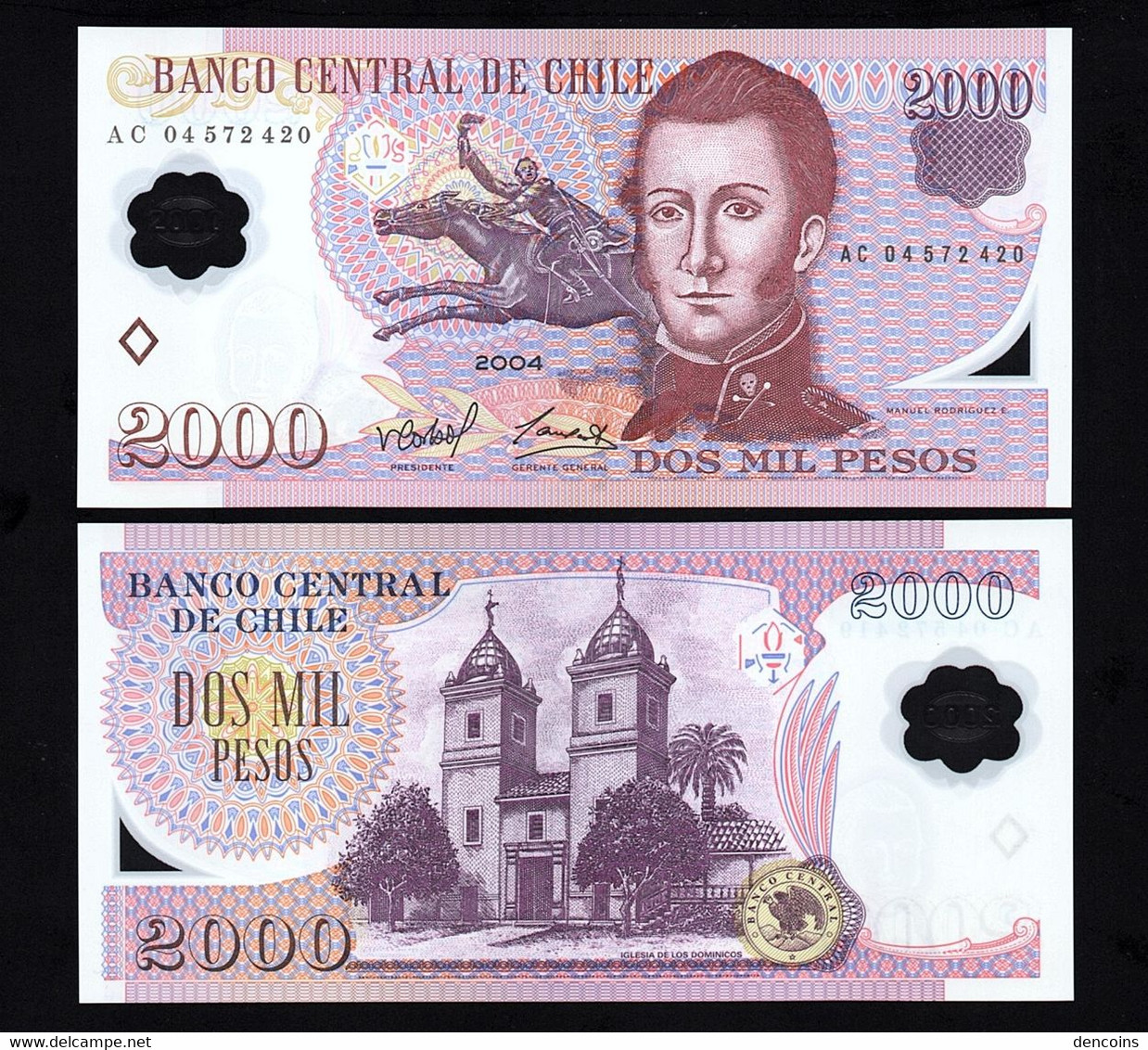 CHILE  P-160a  2000 Pesos  2004  -AC-  UNC - NEUF !!!!!!!!! - Chili