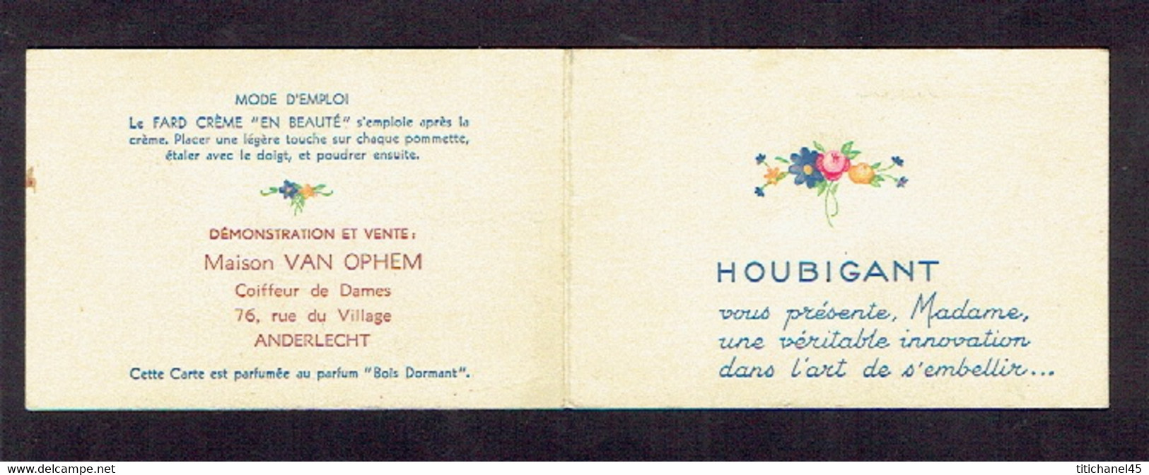 Carte Double Parfum BOIS DORMANT De HOUBIGUANT - Anciennes (jusque 1960)