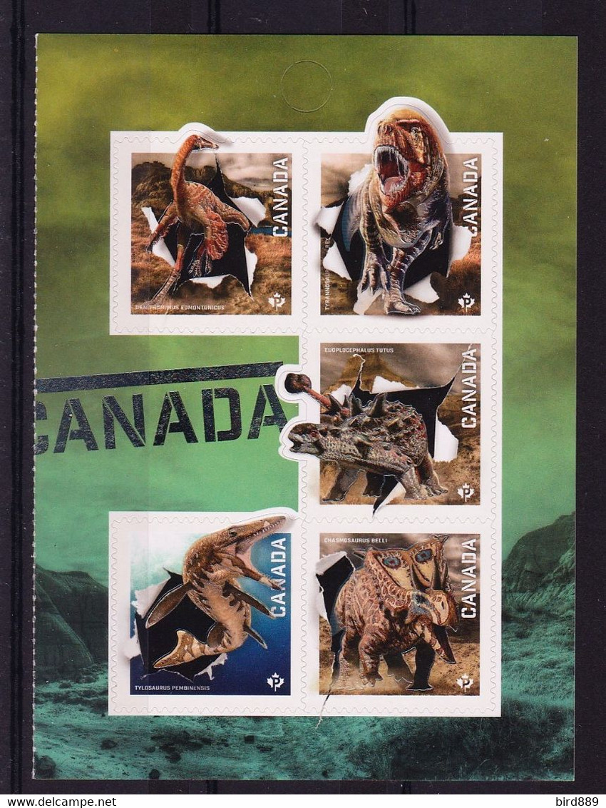 2015 Canada Dinosaurs Prehistoric Animals Booklet Pane Right Half MNH - Pagine Del Libretto