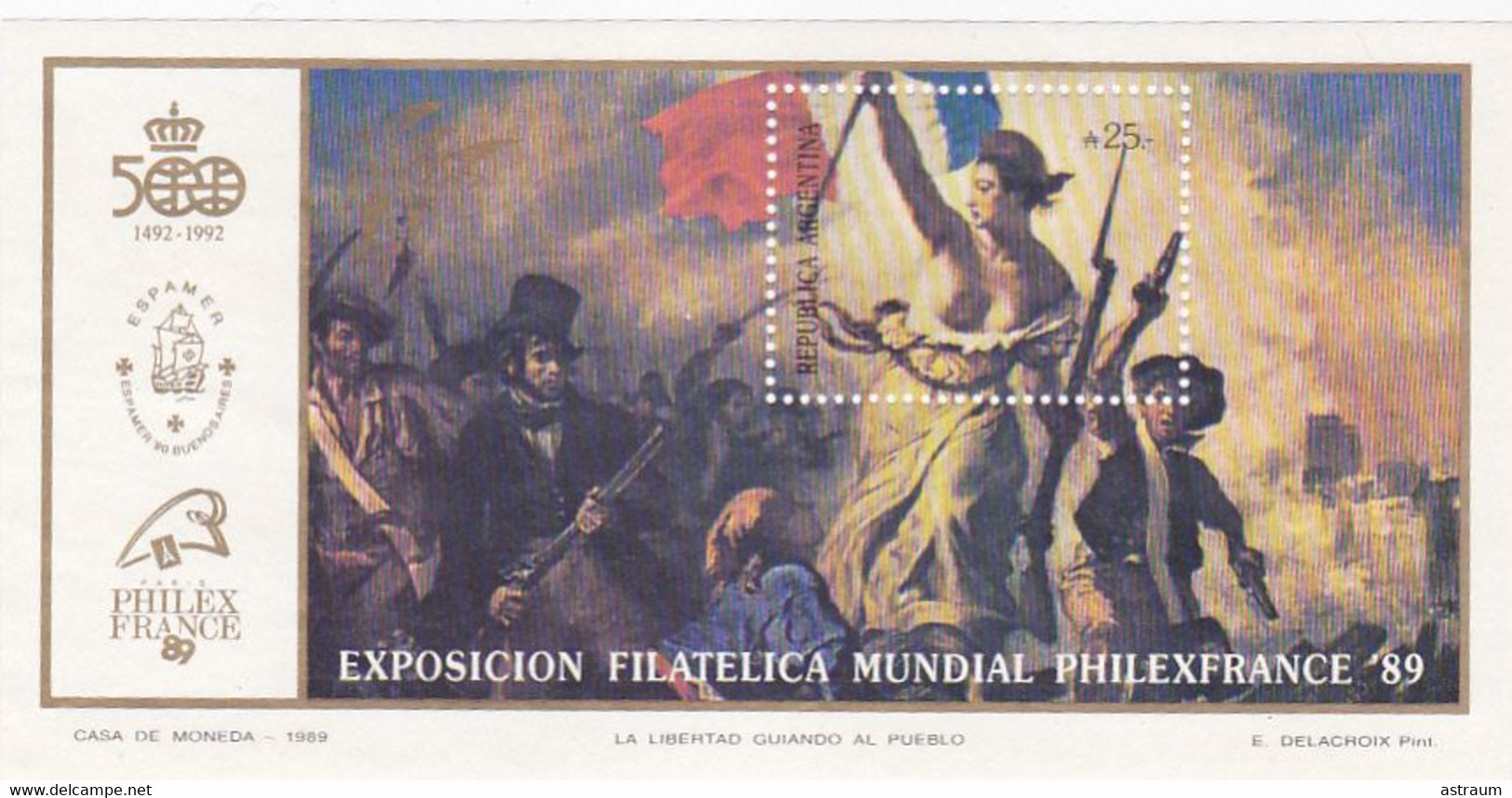 Bloc Feuillet Argentine Nuevos**- Philexfrance 89 - Exposicion Filatelica Mundial - Revolución Francesa - Blocks & Sheetlets