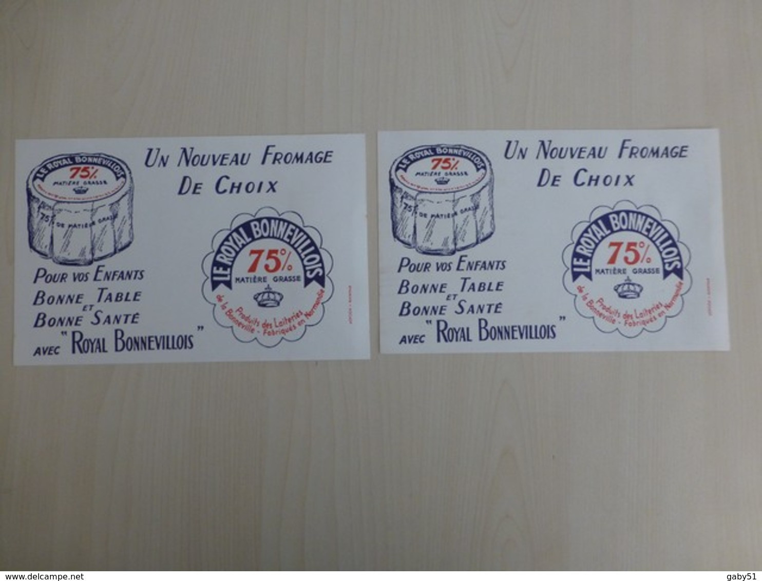 Fromage Le Royal BONNEVILLE (Normandie), Lot De 2 Buvards Anciens , Ref 1880 ; BU 023 - Altri & Non Classificati