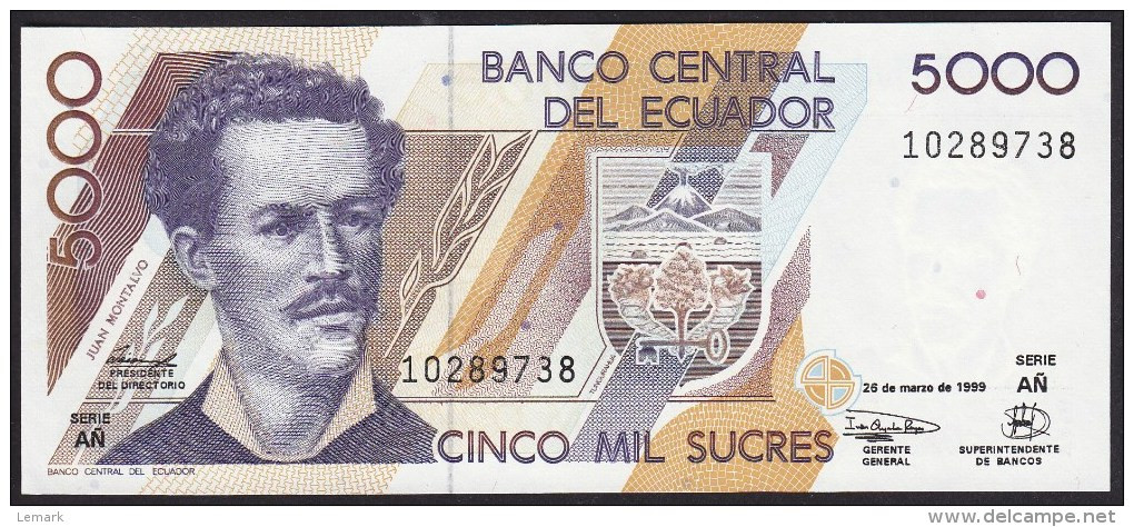 Ecuador 5000 Sucres 1999 P128c UNC - Ecuador