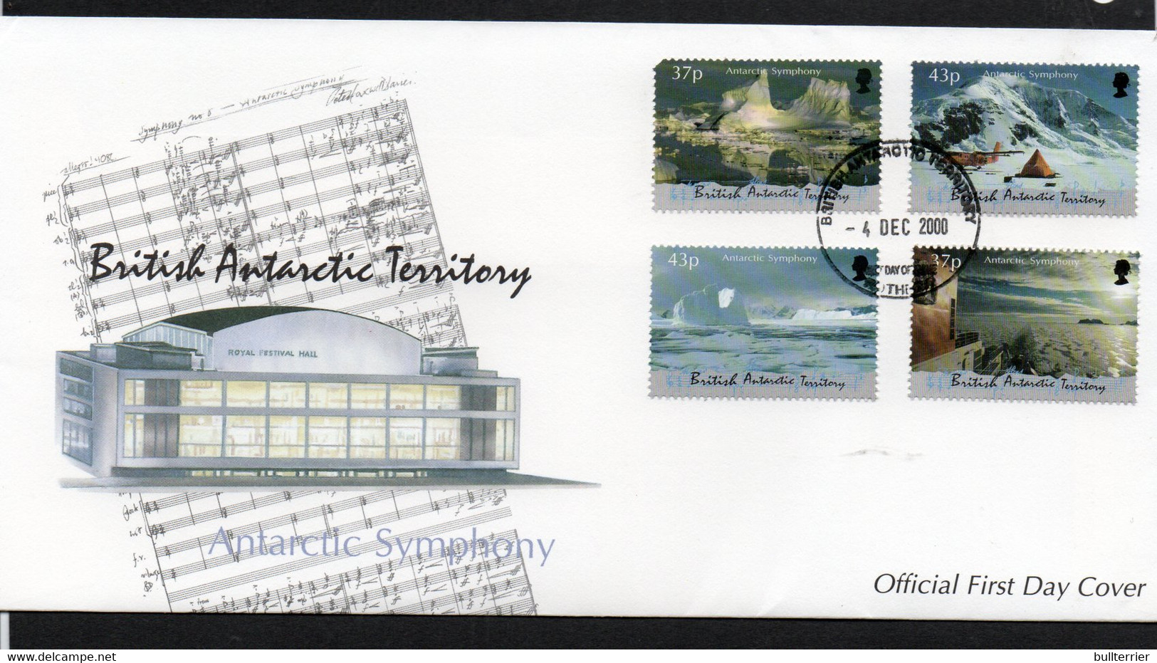 BRITISH ANTARCTIC TERRITORY -  2000 - SYMPHONY SET OF 4 ON ILLUSTRATED FDC , SG £21 AS STAMPS ALONE - FDC