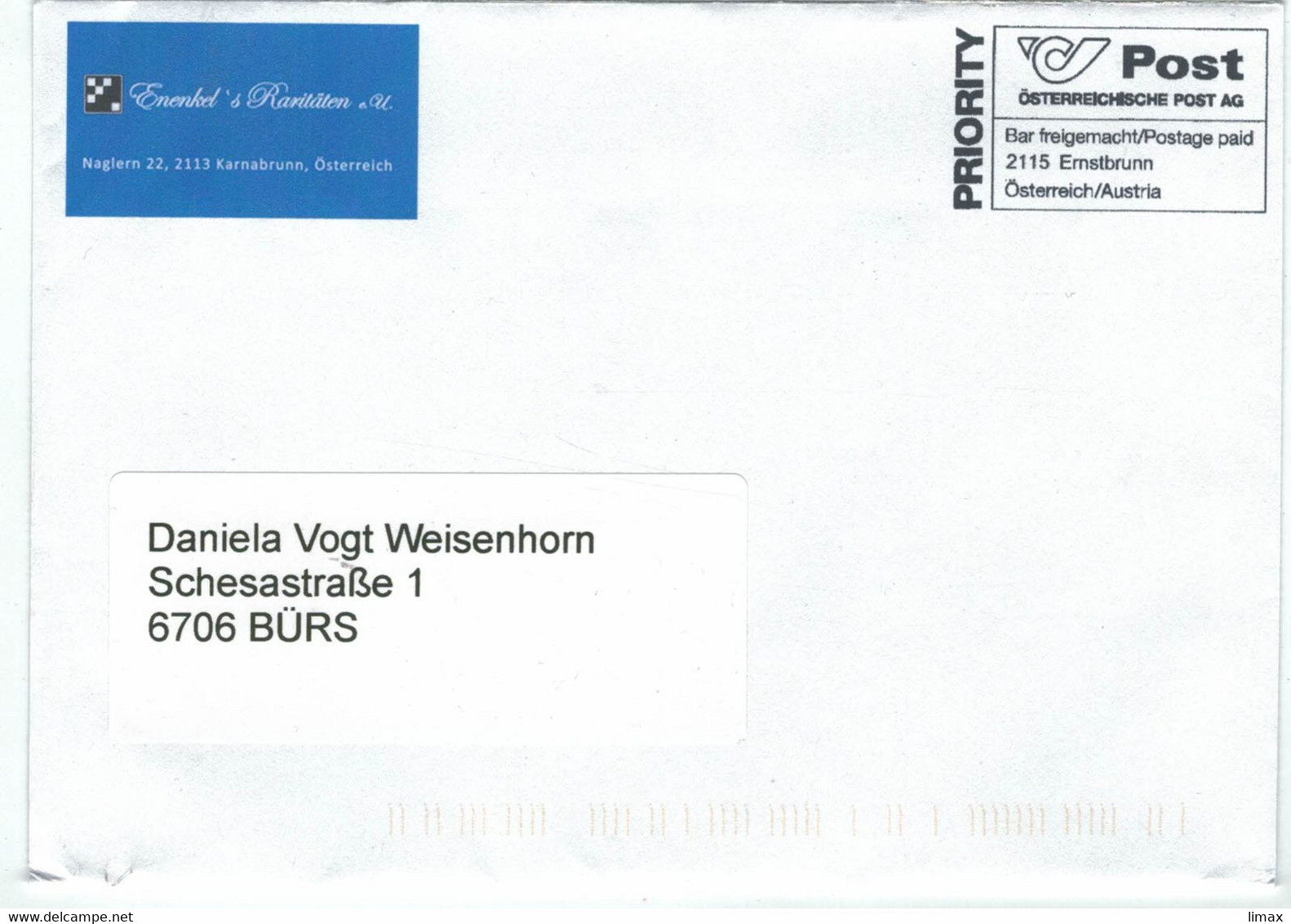 Priority-Brief 2115 Ernstbrunn 2022 - Storia Postale