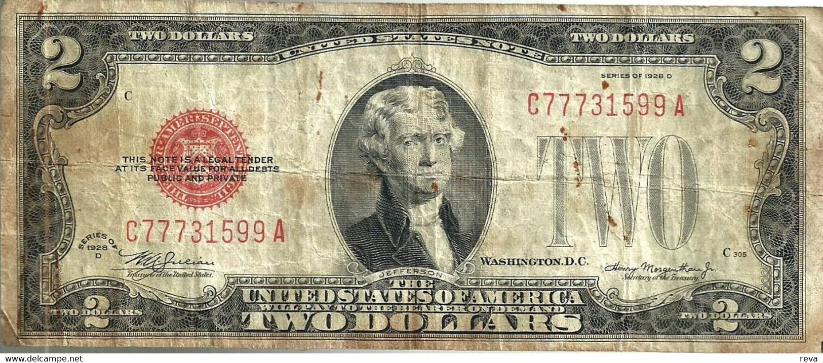 USA UNITED STATES $2 MAN JEFFERSON FRONT BUILDING BACK  SERIES 1928 AF P378d READ DESCRIPTION CAREFULLY !!! - United States Notes (1928-1953)