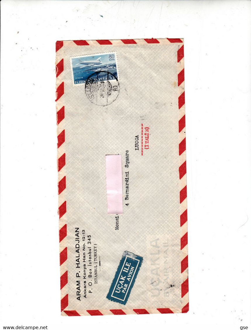 TURCHIA  1950 - Lettera Posta Aerea To Italy - Unificato  A 15 - Covers & Documents