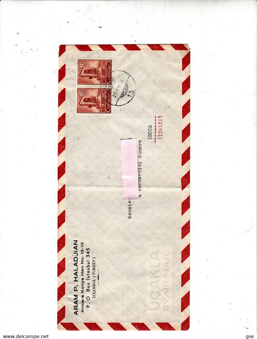 TURCHIA  1951 - Lettera Posta Aerea To Italy - Unificato  986 - Lettres & Documents