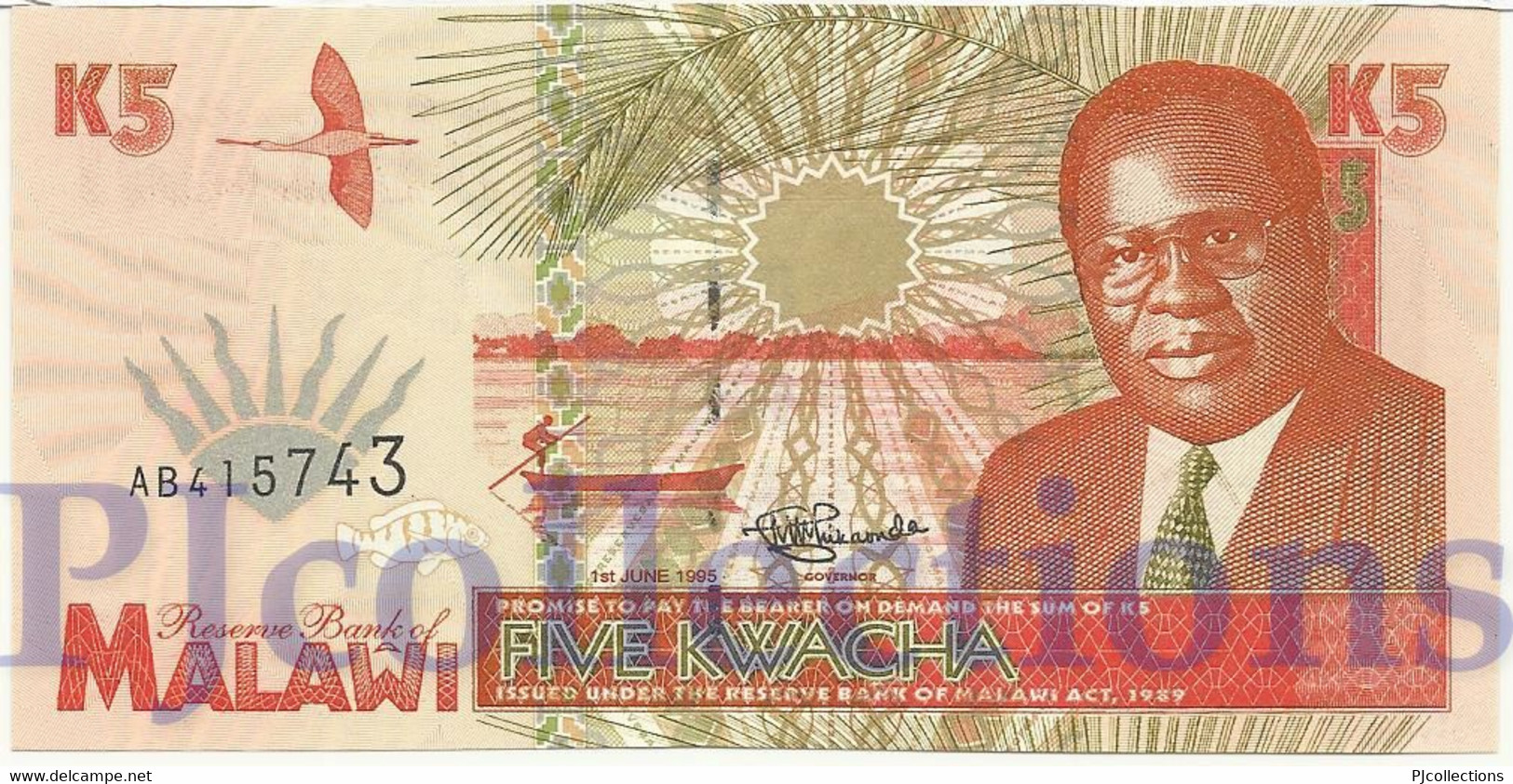 MALAWI 5 KWACHA 1995 PICK 30 UNC - Malawi