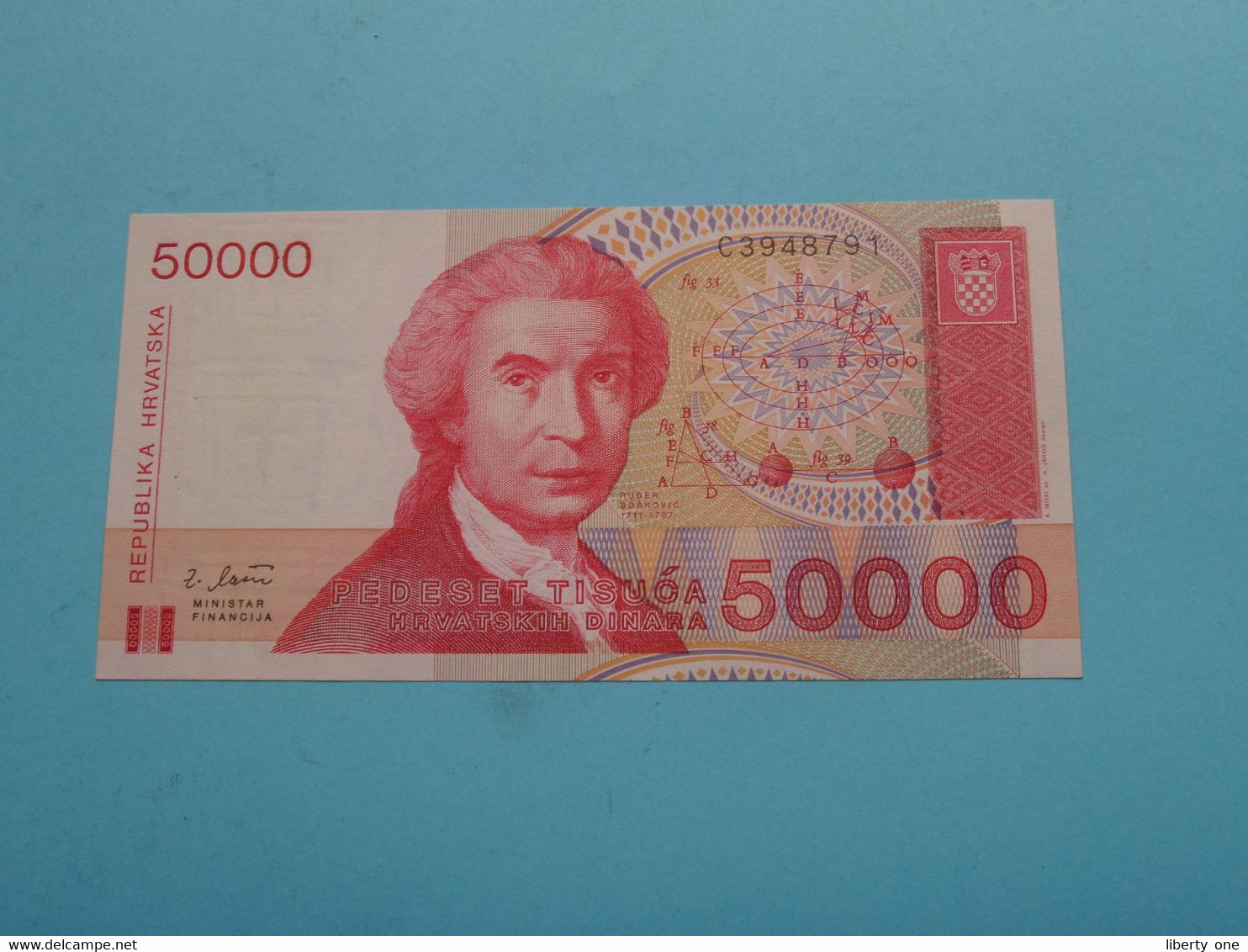 50000 Dinara ( C3948791 ) Republika HVRATSKA 1993 ( For Grade, Please See Photo ) UNC ! - Croatia