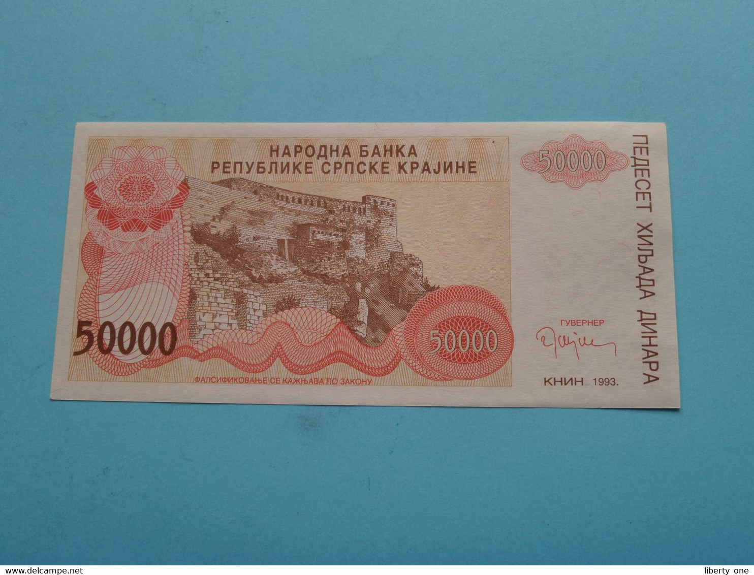 50 000 Dinara ( B3866053 ) Narodna Banka - Republike Srpske Krajine - 1993 ( For Grade, Please See Photo ) UNC ! - Croazia