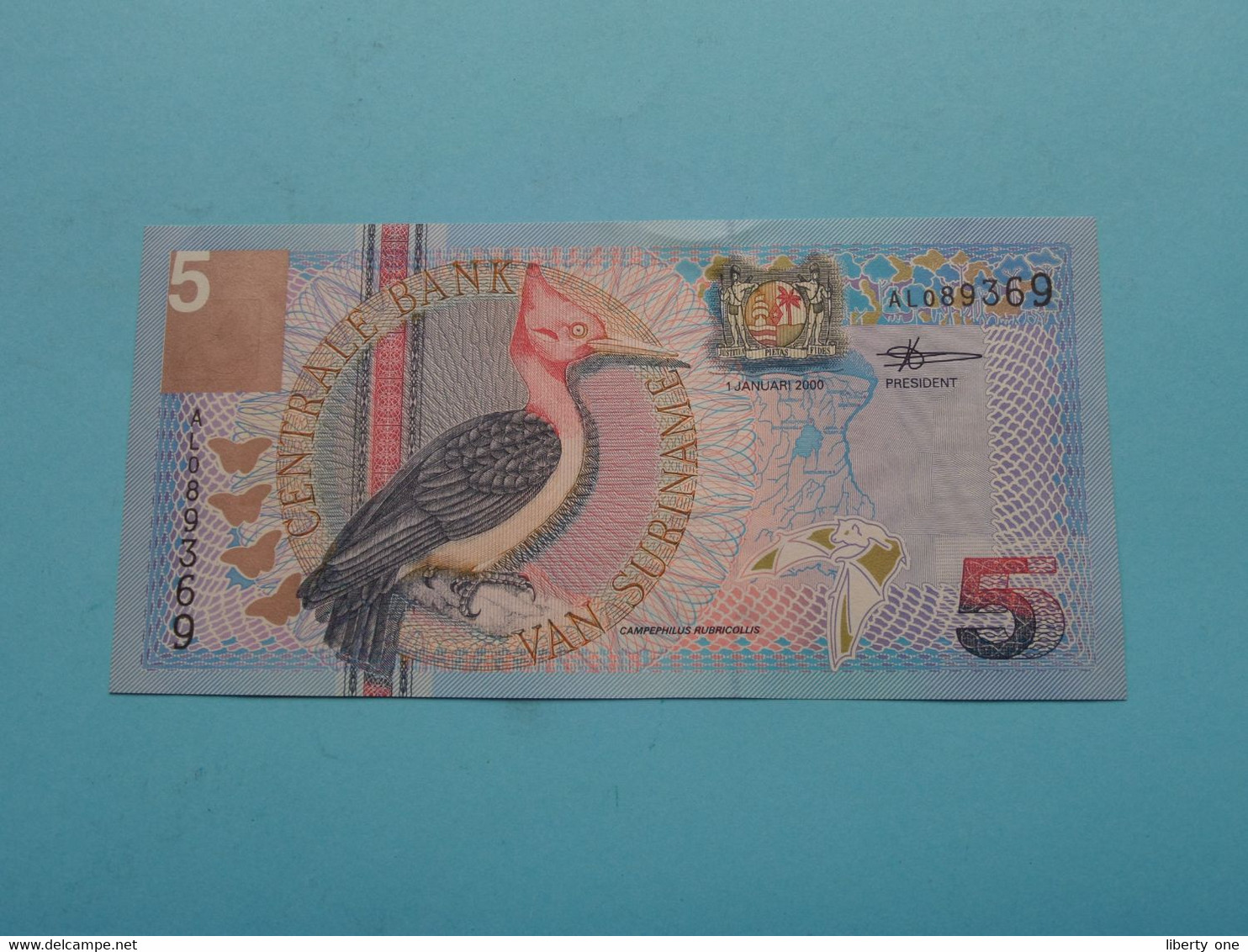 5 Gulden ( AL089369 ) Centrale Bank Van SURINAME - 1 Jan 2000 ( For Grade, Please See Photo ) UNC ! - Surinam