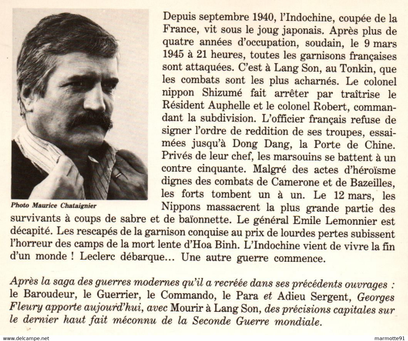 MOURIR A LANG SON MARS 1945 GUERRE INDOCHINE JAPON ARMEE FRANCAISE  PAR G. FLEURY - Français