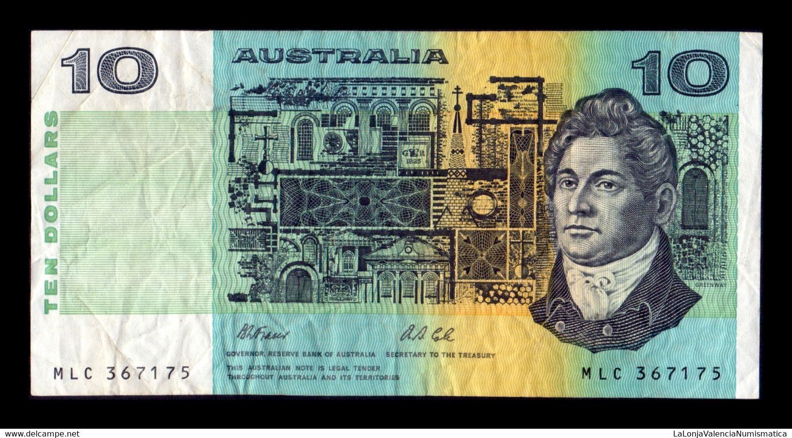 Australia 10 Dollars 1974-1991 Pick 45g BC/MBC F/VF - 1974-94 Australia Reserve Bank (paper Notes)