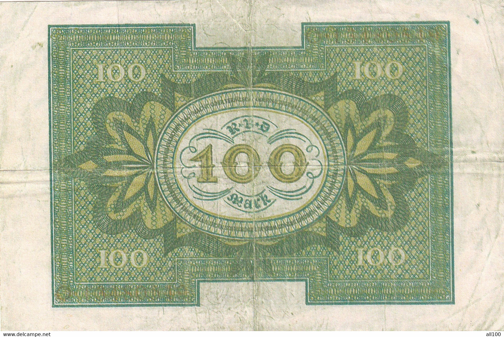 100 MARK HUNDERT MARK GERMANY 1920 REICHSBANKNOTE RBD - 100 Mark