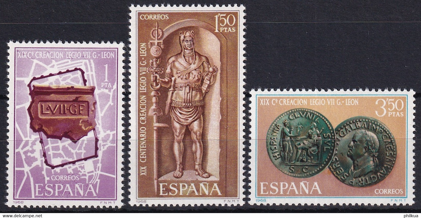 MiNr. 1760 - 1762 Spanien 1968, 15. Juni. 1900 Jahre Stadt León  - Postfrisch/**/MNH - Prehistorie