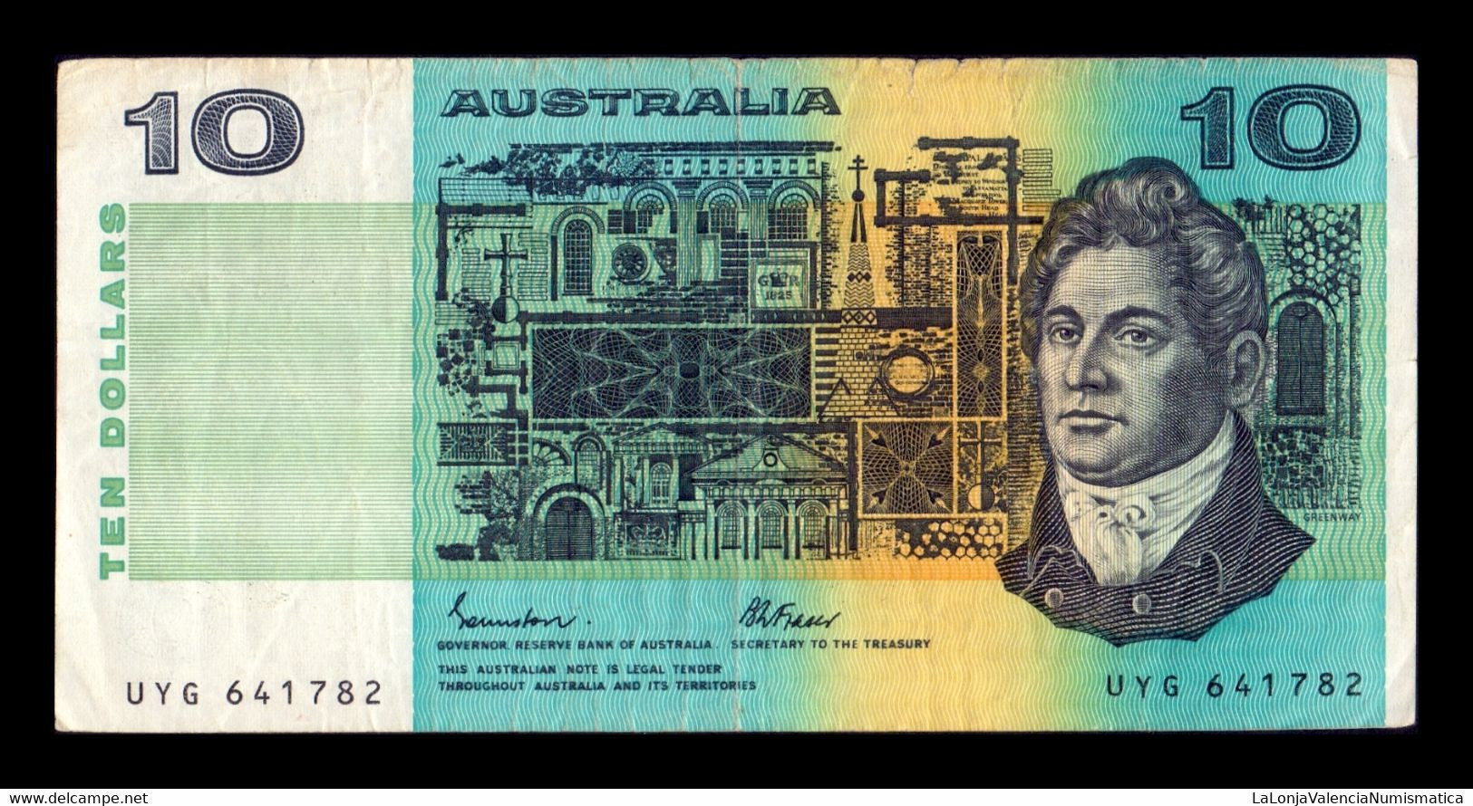 Australia 10 Dollars 1974-1991 Pick 45e T. 782 BC/MBC F/VF - 1974-94 Australia Reserve Bank (papier)