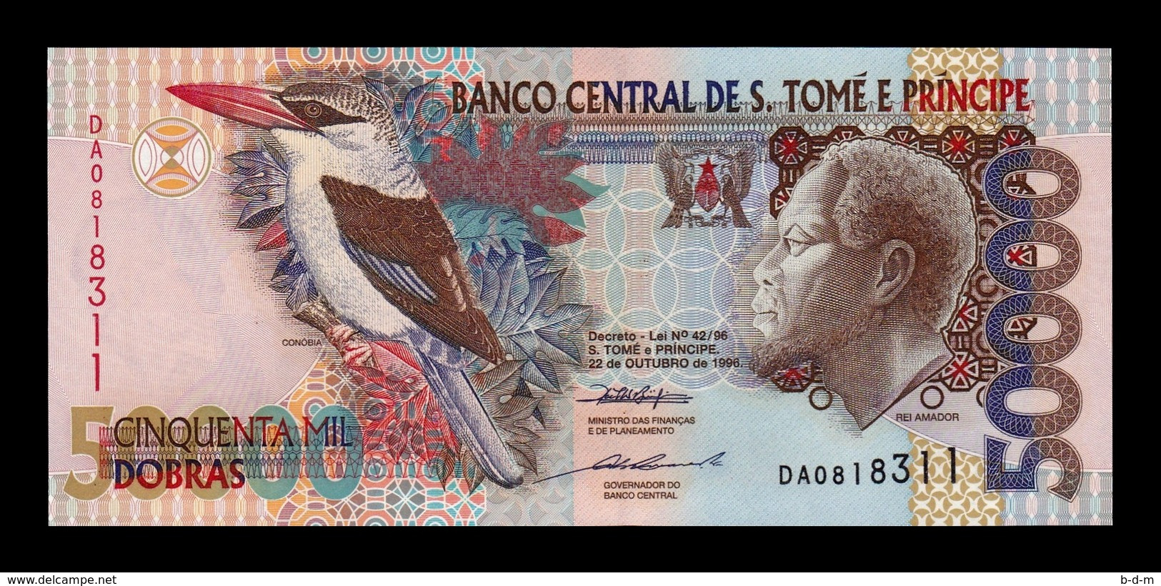 Santo Tome Y Principe St. Thomas & Prince 50000 Dobras 1996 Pick 68a One Security Thread SC UNC - Sao Tomé Et Principe