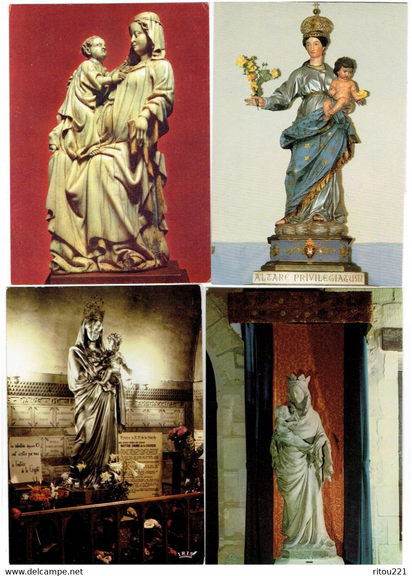 Lot 8 Cpm - Statue - Vierge Enfant - Marseille Château D'Ecouen Couasnon LA CELLE Champagne ROYAUMONT Dijon - Vergine Maria E Madonne