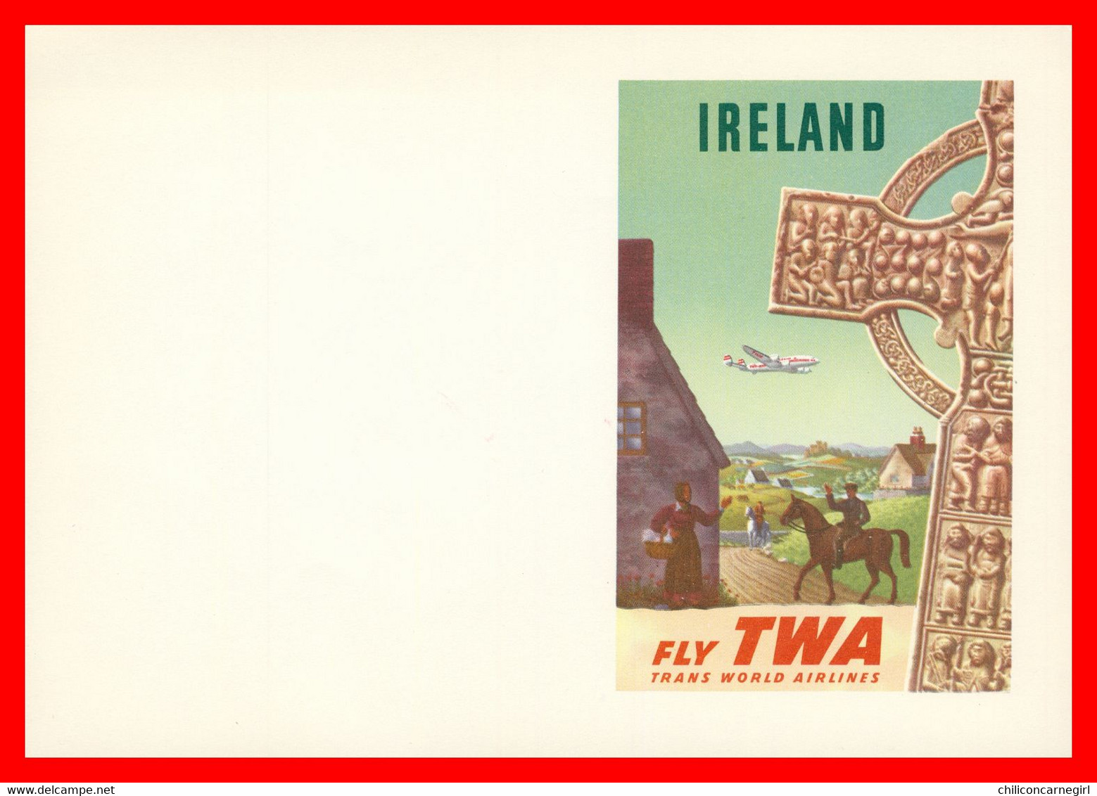 * Buvard 18 X 12,7 Cm - Litho In U.S.A. - IRELAND FLY TWA - TRANS WORLD AIRLINES - Avion - Plane - Aircraft - Transport