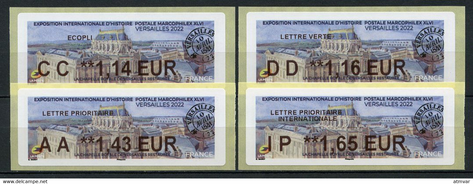 FRANCE (2022) ATM LISA Exposition Hist. Postale MARCOPHILEX XLVI Versailles Chapelle Royale Restaurée - Série Nueve MNH - 2010-... Vignettes Illustrées