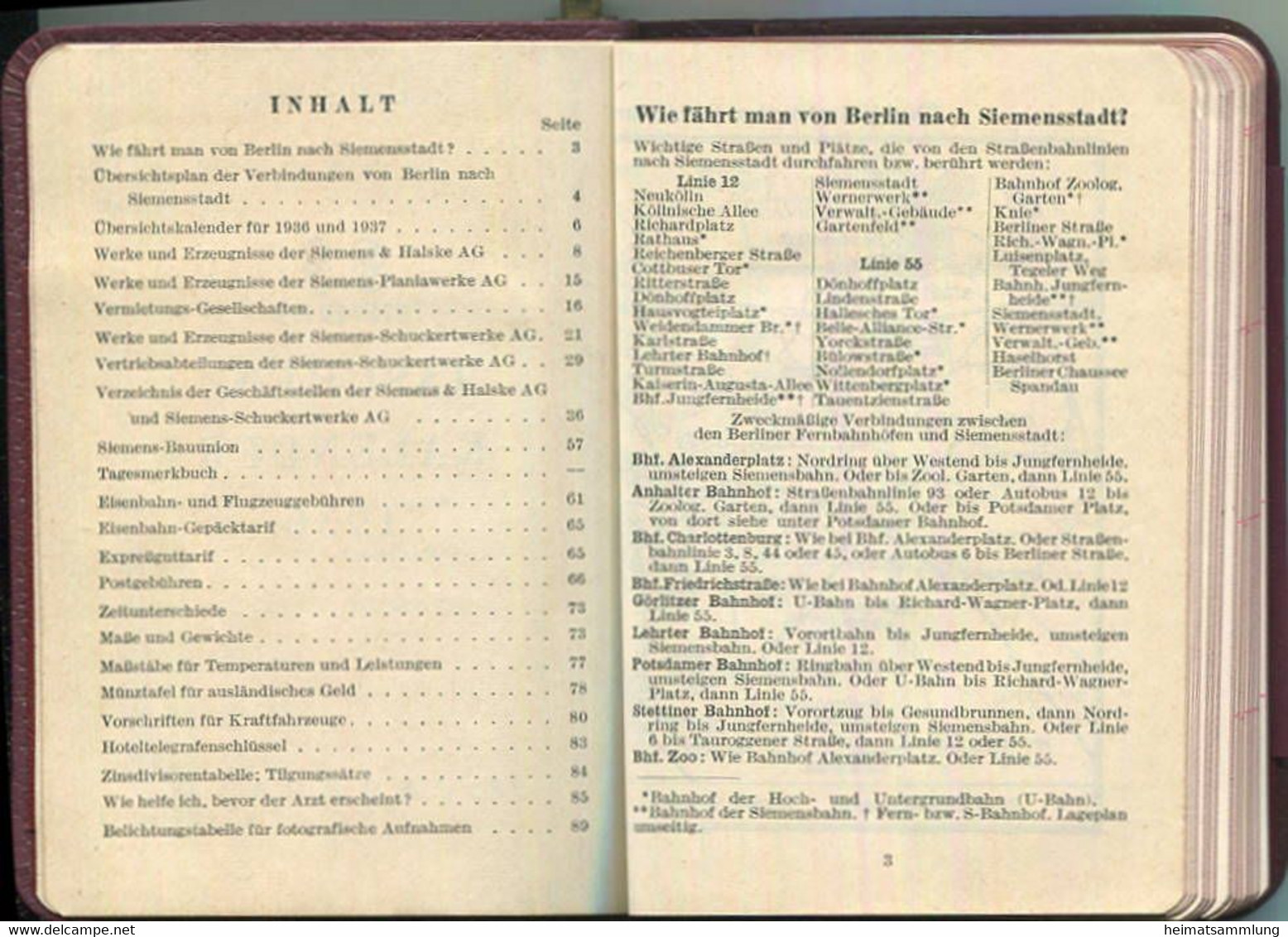 Taschenkalender 1936 - Siemens 28. Jahrgang - Notizbuch Stift - Ledereinband - Ungebraucht - Small : 1921-40