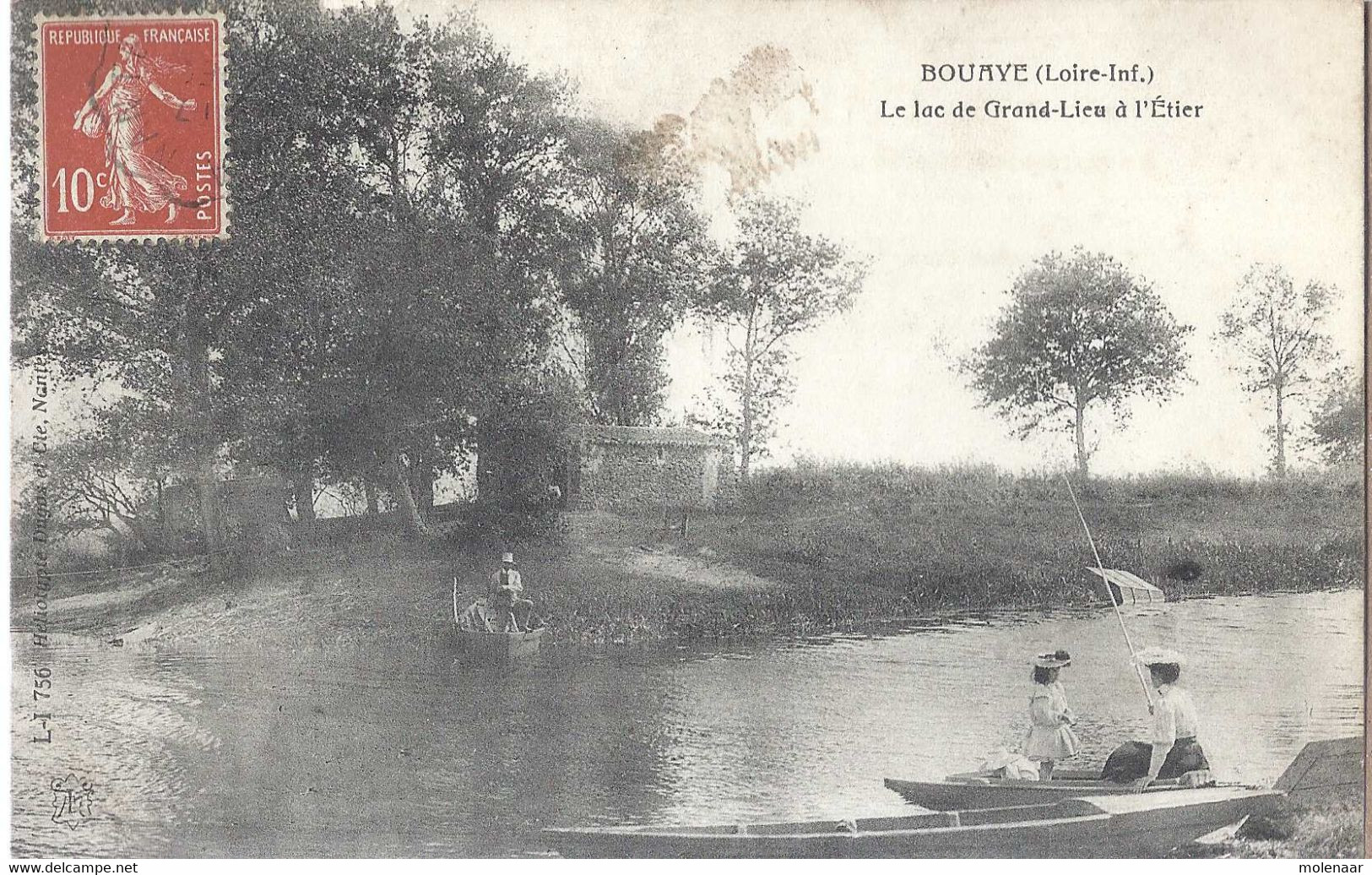 Frankrijk Postkaart Bouaye "Le Lac De Grand-Lieu A L''Etier" Gebruikt 1907  (9080) - Bouaye