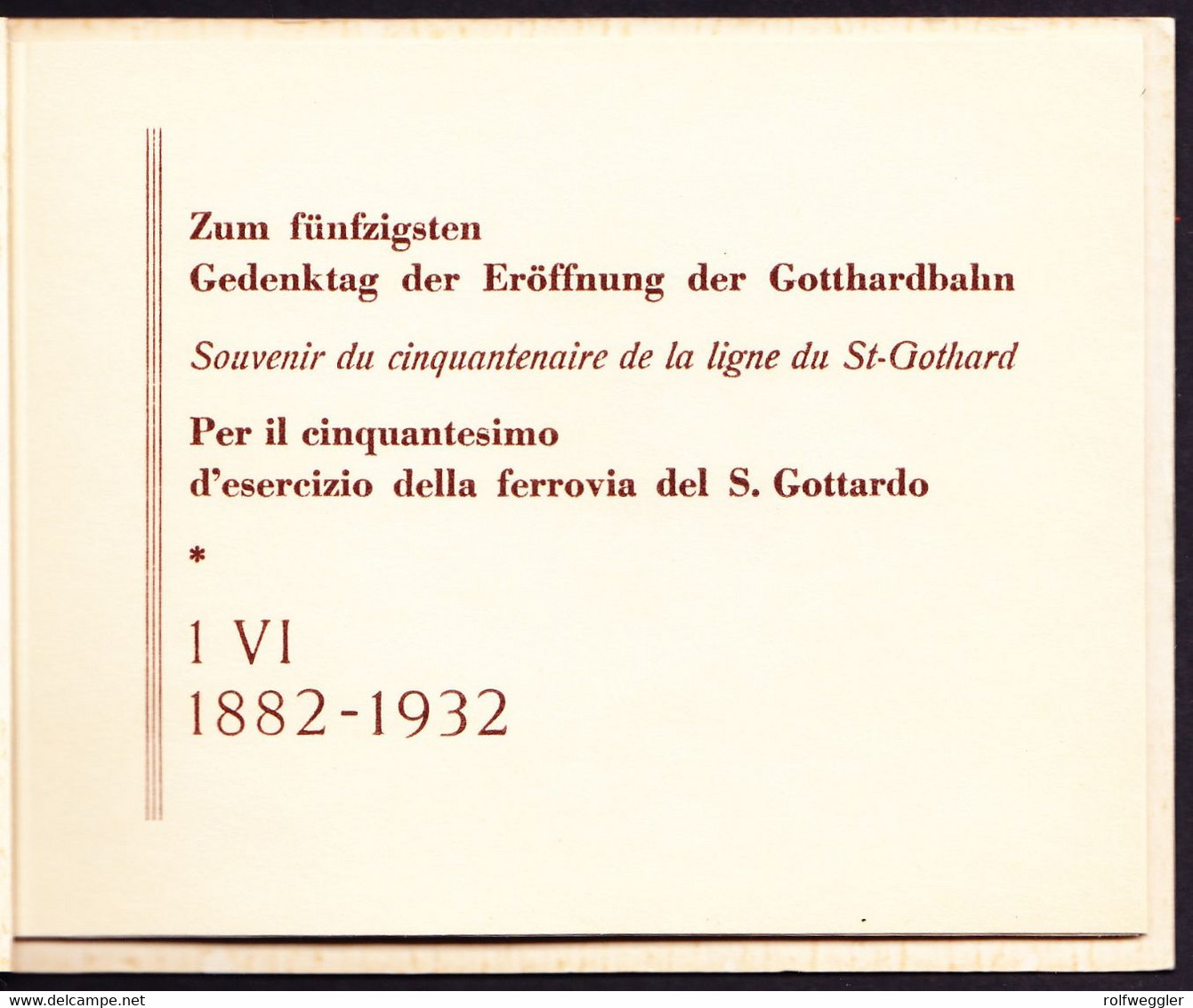 1932 Geschenkheft 50 Jahre Gotthard Bahn Mit 4er Block Serie Und 3 Einzelabzüge, Ungezähnt, Komplett. - Other & Unclassified