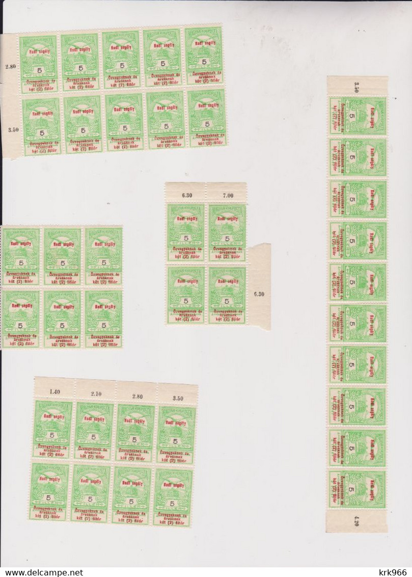 HUNGARY 1914 1 ,2,3,5,6,10,12,16 & 20 fil  nice accumulation   MNH