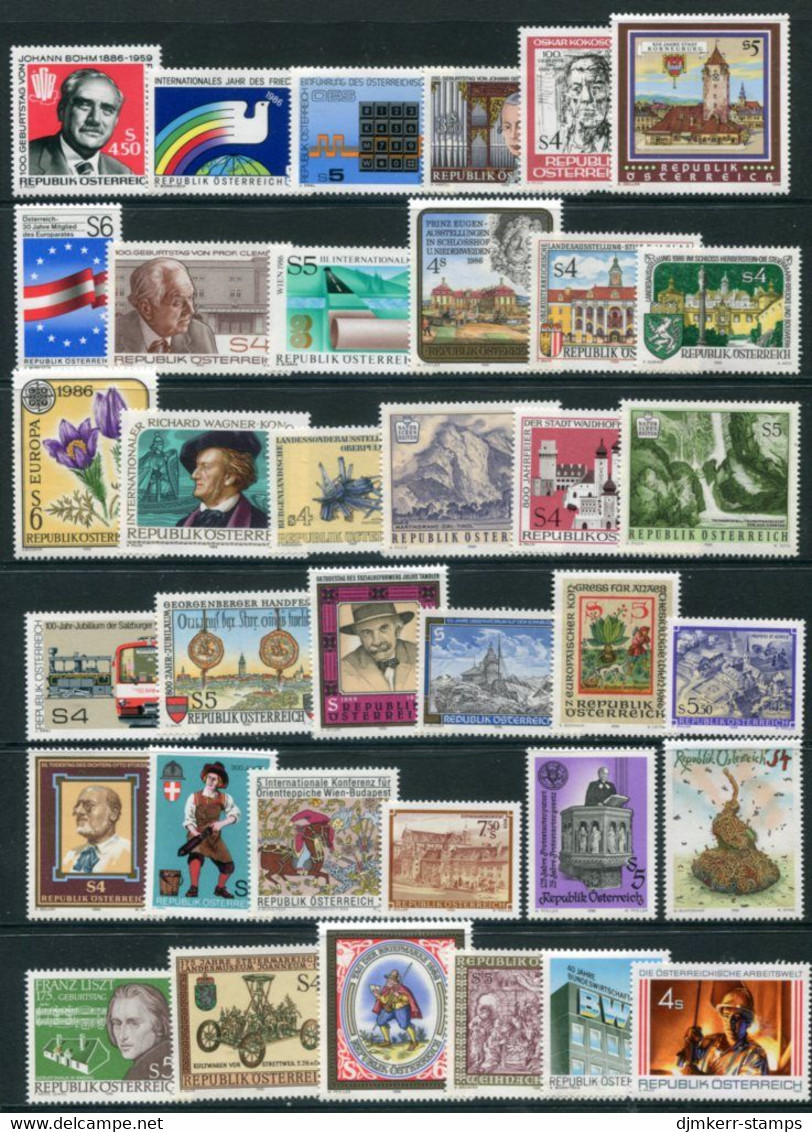 AUSTRIA 1986 Complete Issues MNH / **.  Michel 1836-72, Block 8 - Ungebraucht