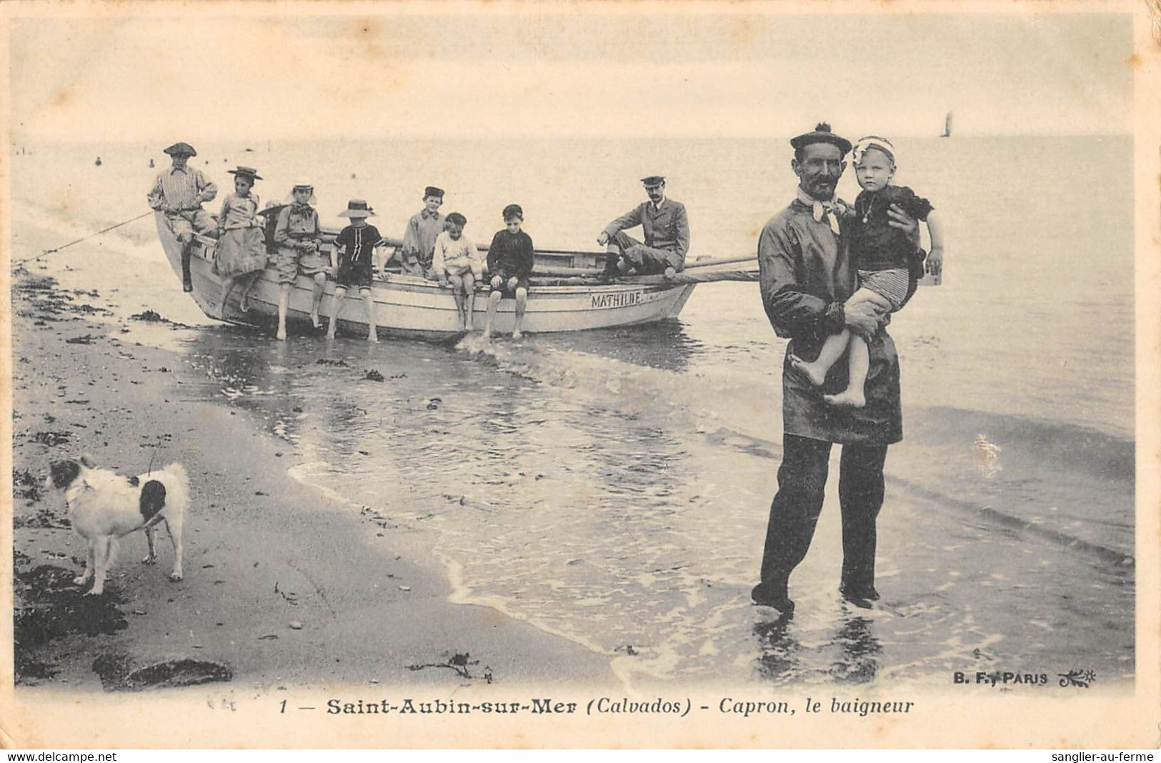 CPA 14 SAINT AUBIN SUR MER CAPRON LE BAIGNEUR - Saint Aubin