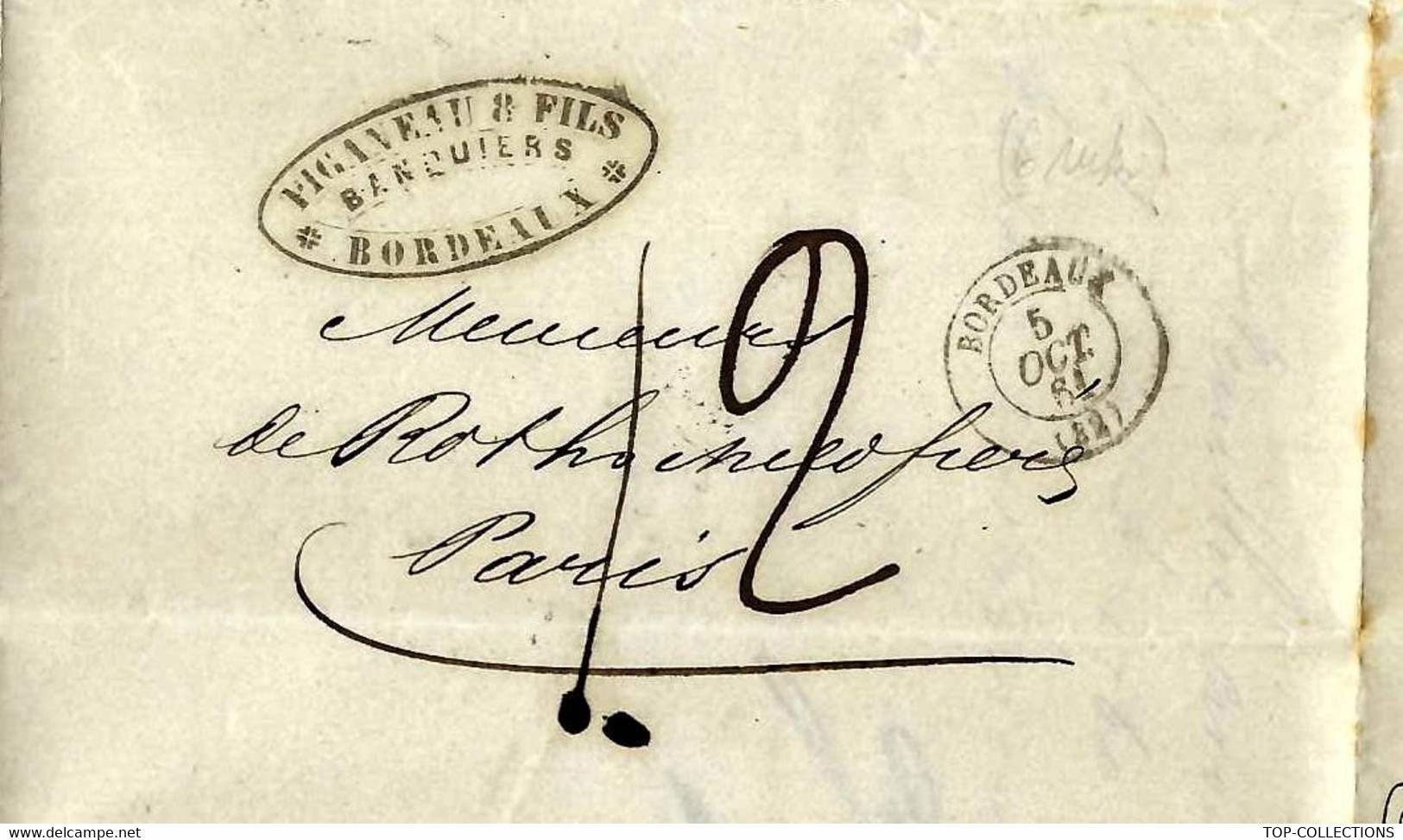 1861 Bordeaux  Piganeau Banque Faillite VOIR HISTORIQUE  Pour De Rothschild Frères Banque Paris V.SCANS - 1800 – 1899