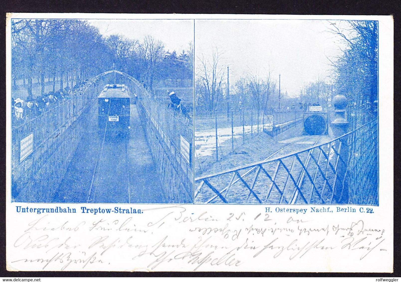 1900 Gelaufene AK: Untergrundbahn Treptow - Stralau In Berlin. 2 Bildrig. - Treptow