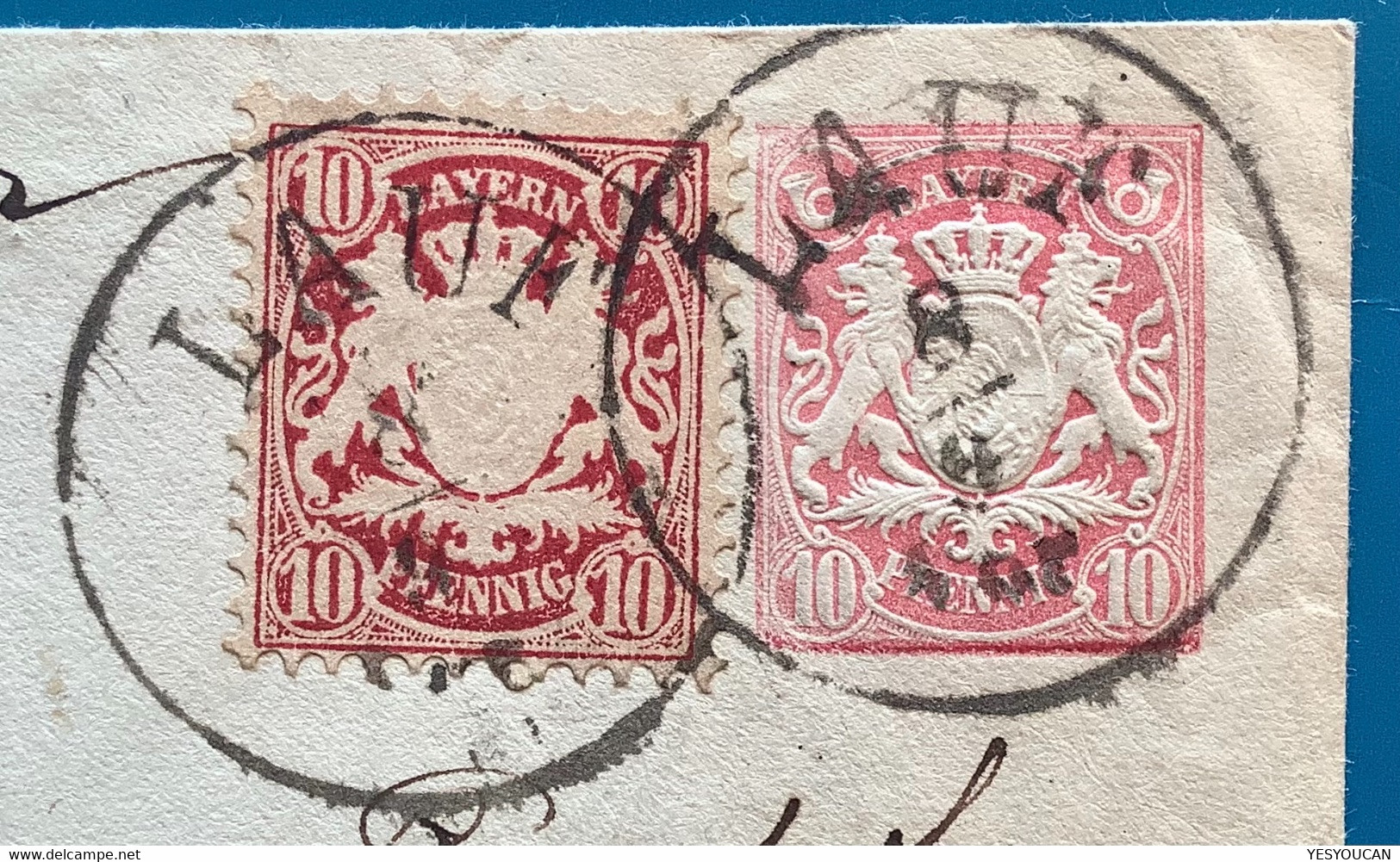 LAUF 1876 Ganzsache 10 Pf  U5yK2 +Mi39 SELTEN>Paris France (Bayern An Der Pegnitz Mittelfranken Postal Stationery Brief - Enteros Postales