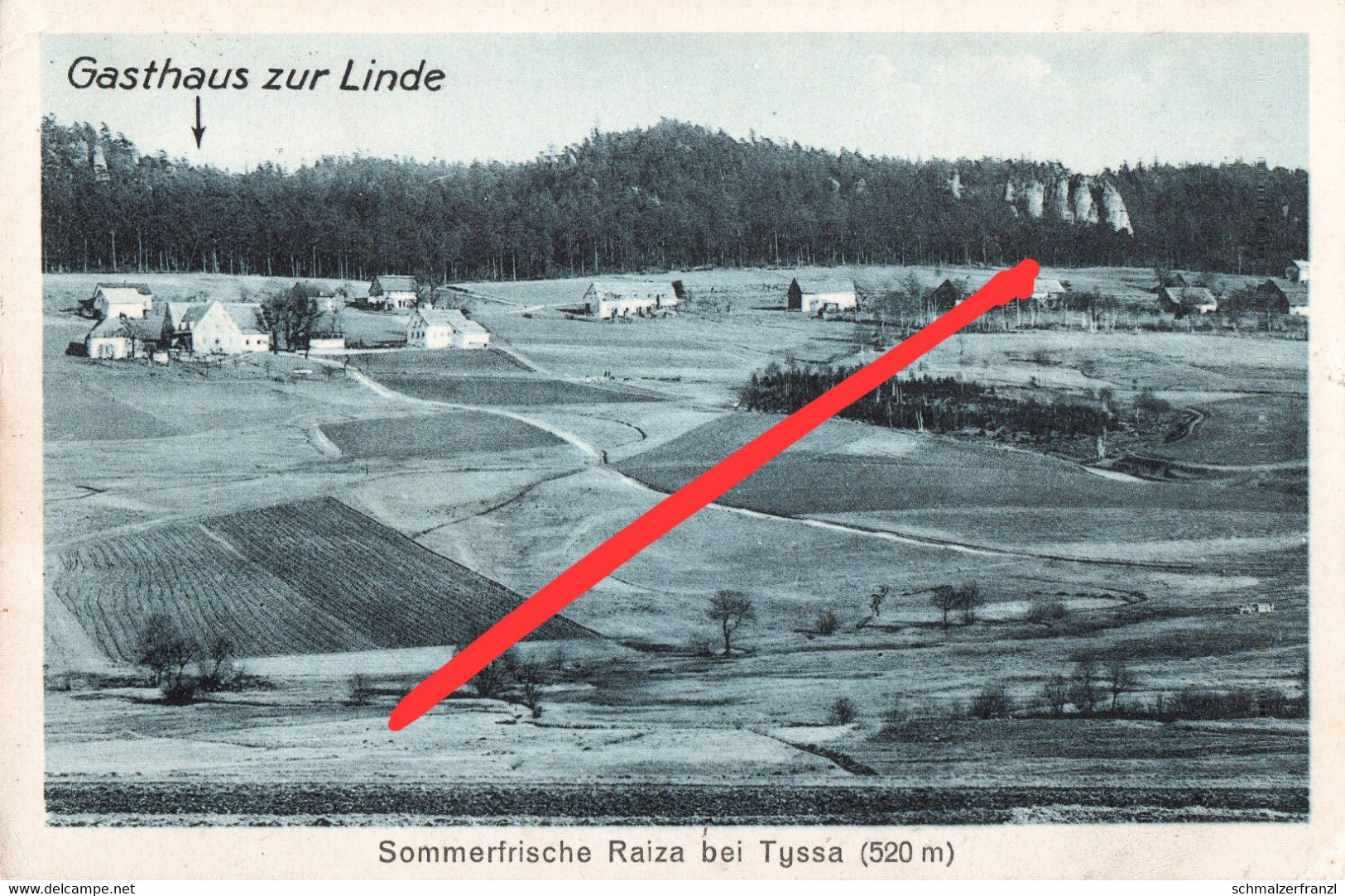 AK Raiza Raitza Rajec Gasthaus Zur Linde A Tyssa Tissa Tisa Peterswald Petrovice Neuhof Eiland Hungertuch Hellendorf - Sudeten