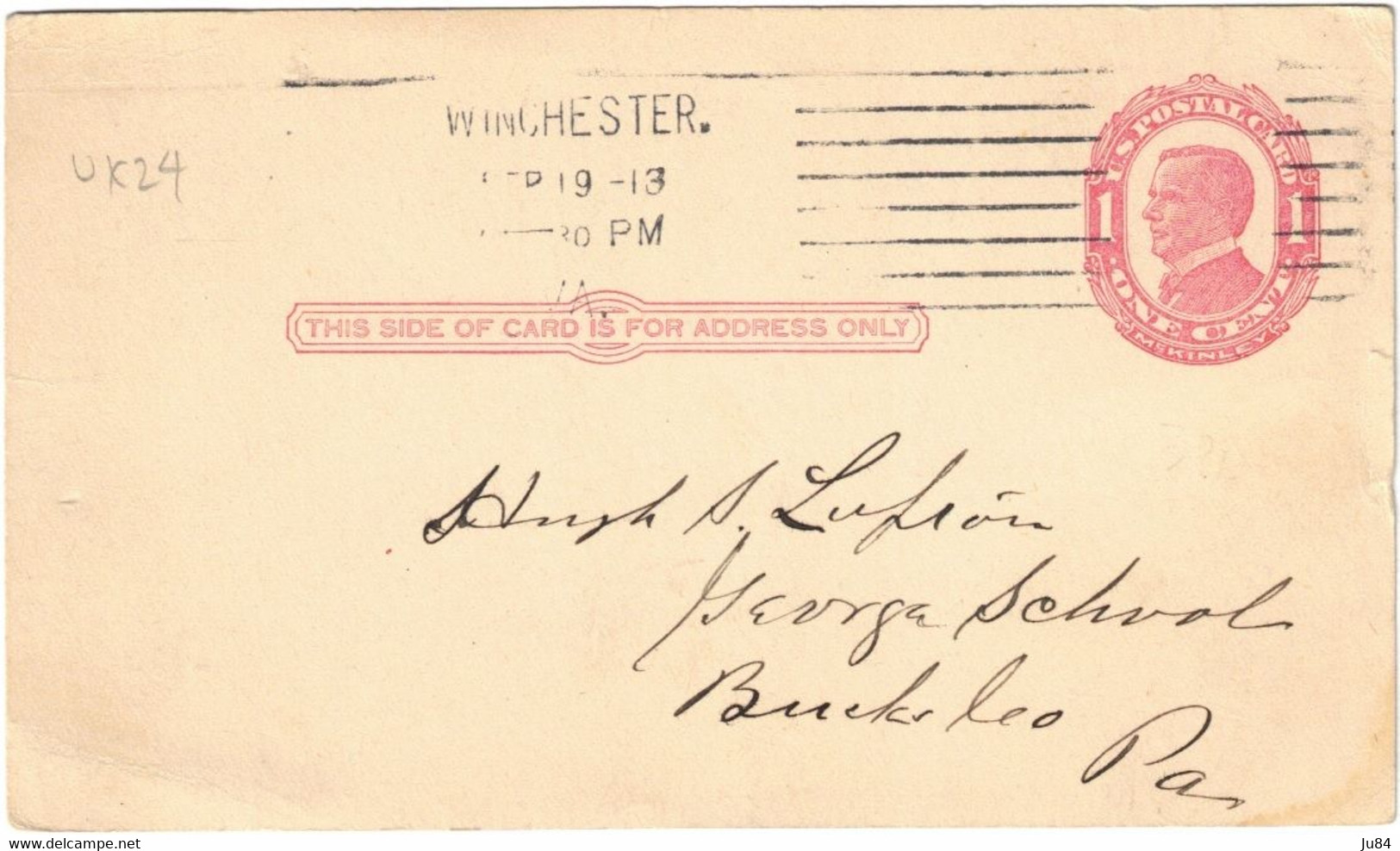 USA - États-Unis - Winchester - Entier Postal - One Cent -  19 Septembre 1913 - 1901-20