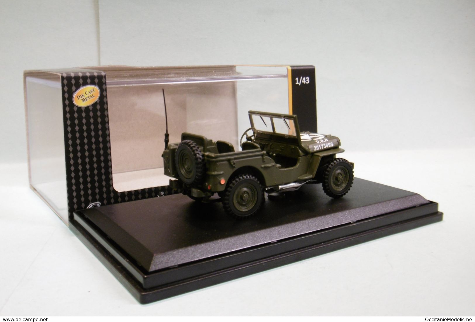 Cararama / Oliex -  JEEP MILITAIRE USA D-DAY 1/4 Ton Military Réf. 4-90146 Neuf NBO 1/43 - Cararama (Oliex)