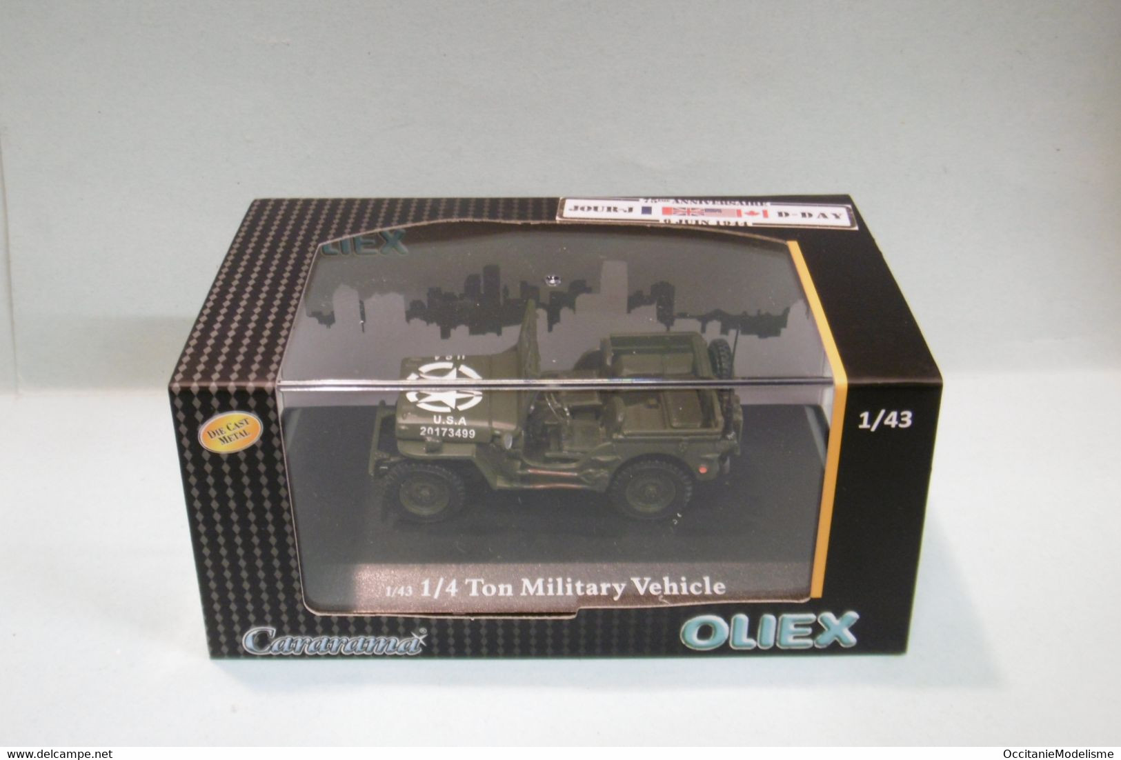 Cararama / Oliex -  JEEP MILITAIRE USA D-DAY 1/4 Ton Military Réf. 4-90146 Neuf NBO 1/43 - Cararama (Oliex)