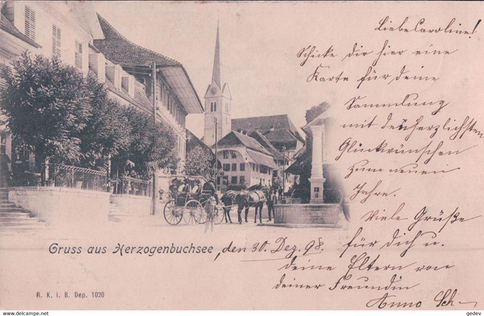 Gruss Aus Herzogenbuchsee BE, Attelage Et Fontaine (1020) - Herzogenbuchsee