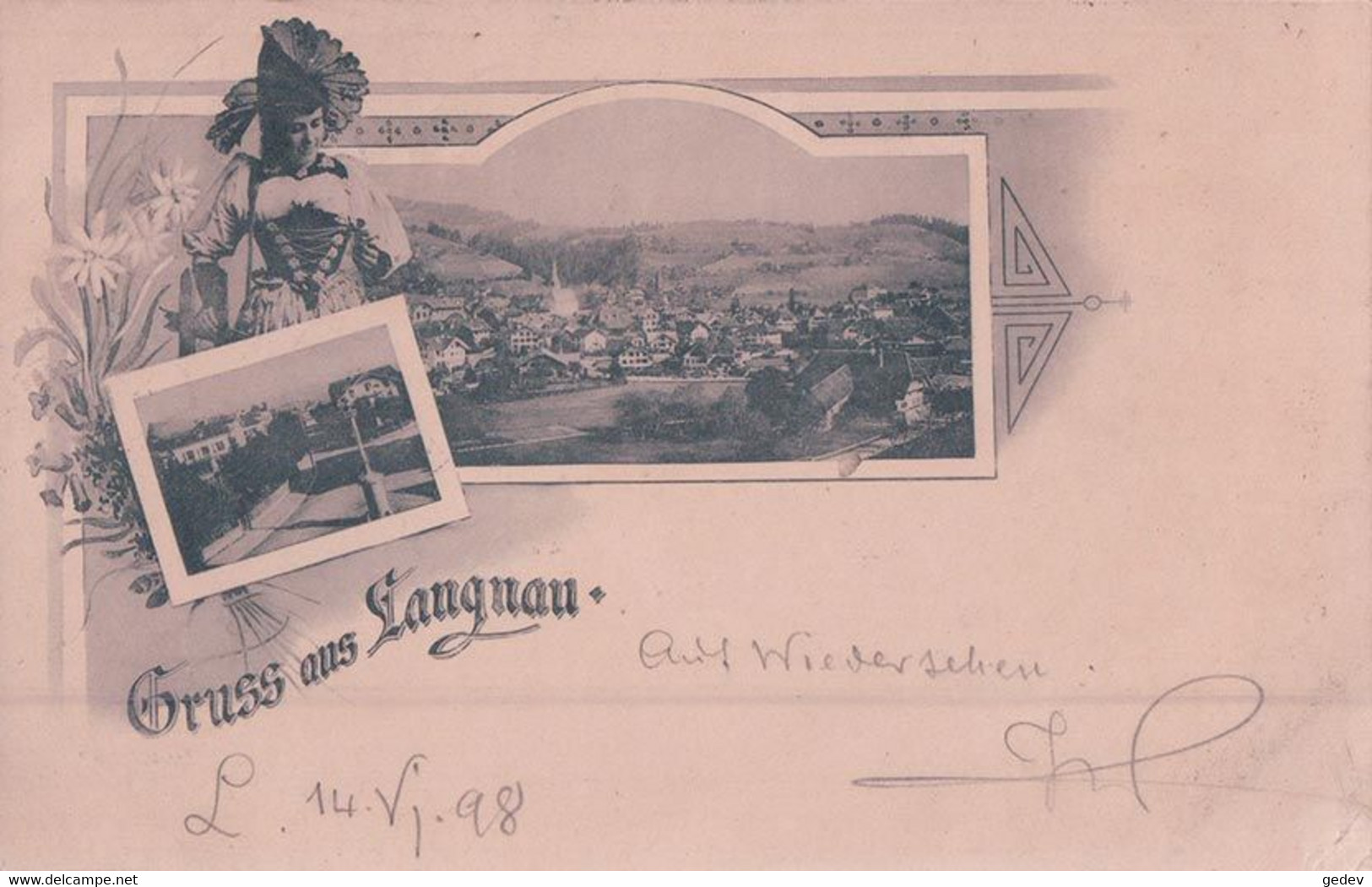 Gruss Aus Langnau BE, Litho 1898 (14.6.1898) Angle Endommagé - Langnau Im Emmental