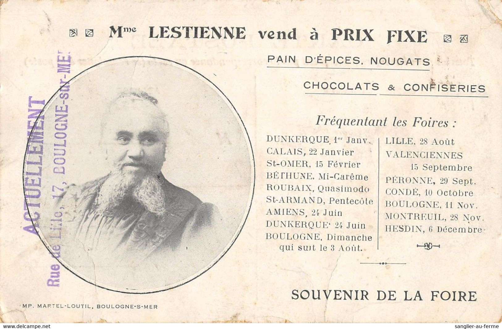 CPA 62 BOULOGNE SUR MER Mme LESTIENNE SOUVENIR DE FOIRE - Boulogne Sur Mer