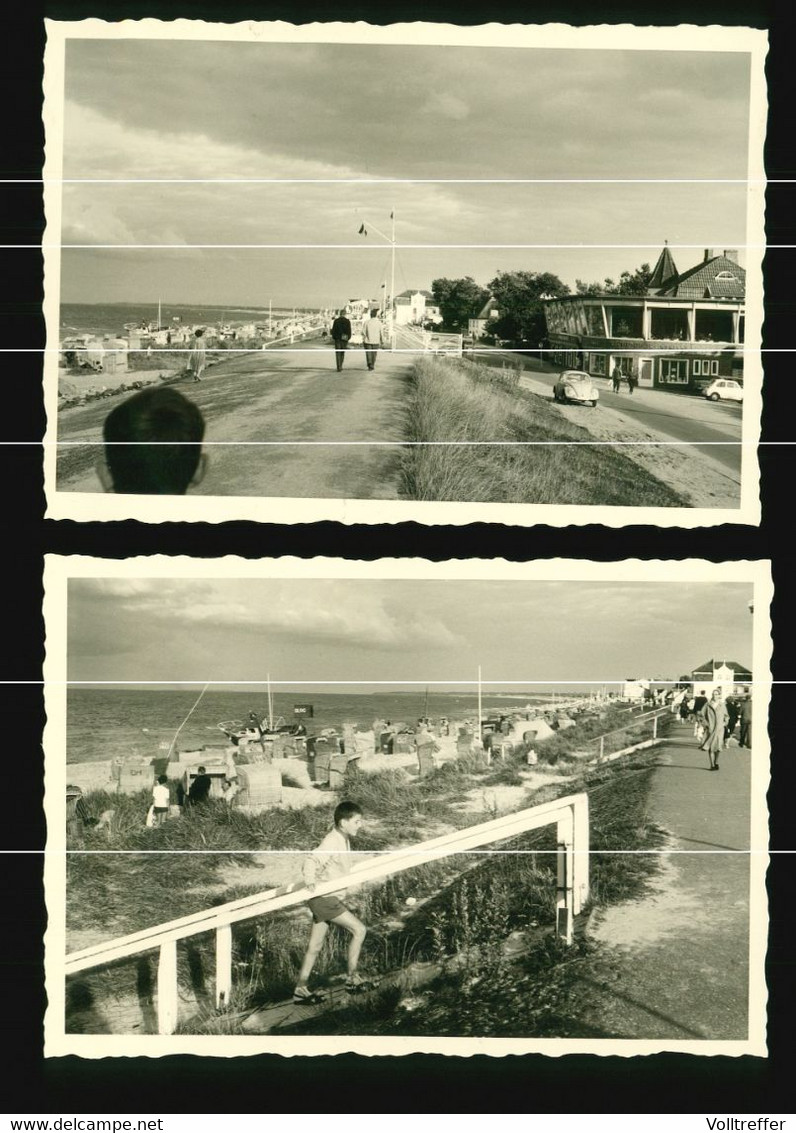 2x Orig. Foto 1966, Ortspartie Schönberger Strand, Ostsee Kreis Plön, Restaurant, Schöne Oldtimer, VW Käfer - Schoenberg