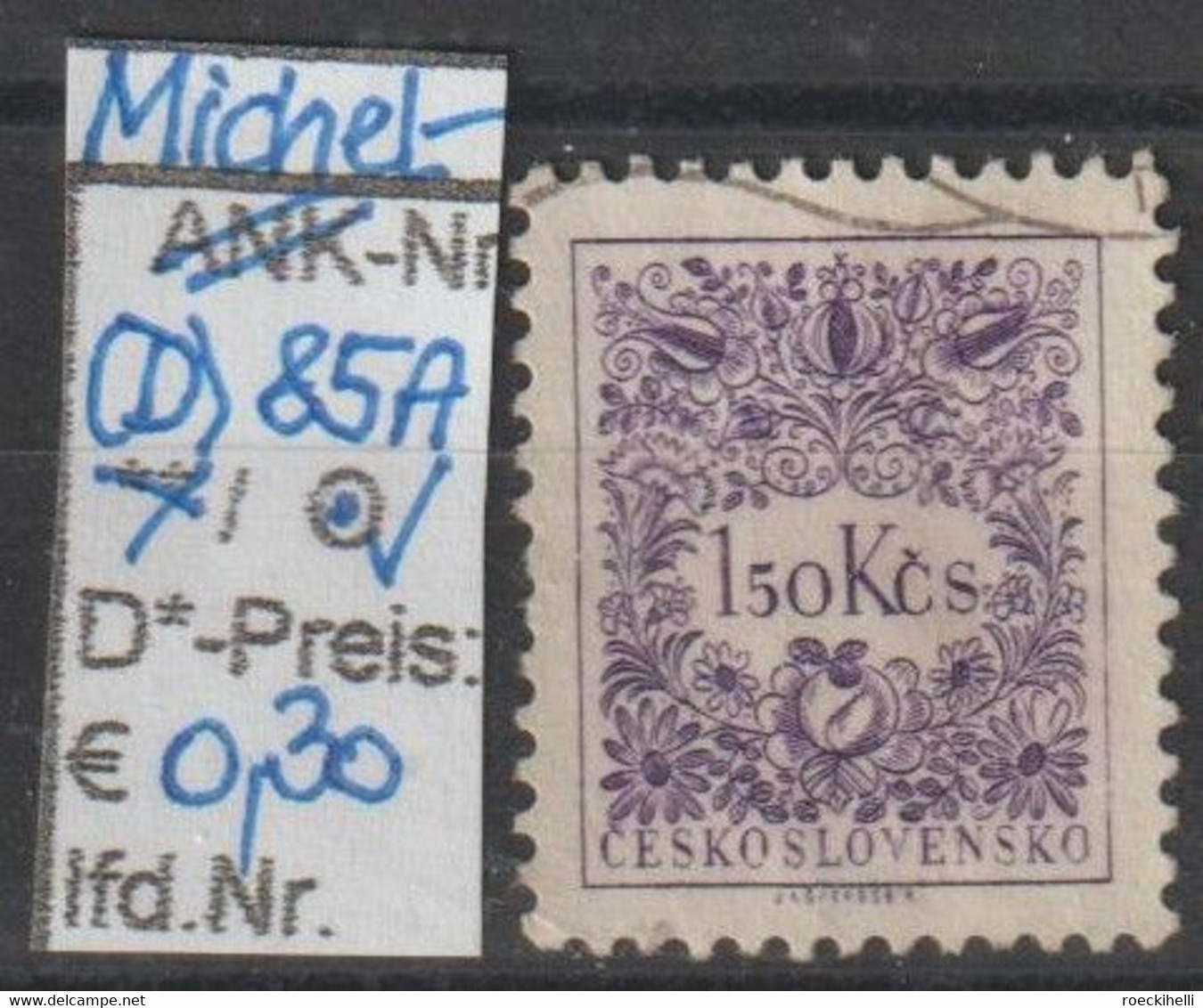 1954 - TSCHECHOSLOWAKEI - (D)ienstmarke - 1,50 Kr Grauviolett - O Gestempelt - S.Scan (CS 85A(D)o) - Dienstmarken