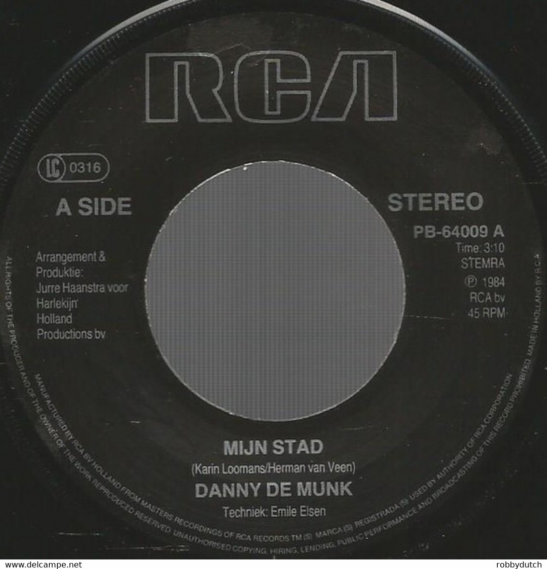 * 7" *   DANNY DE MUNK - MIJN STAD (Holland 1986) - Otros - Canción Neerlandesa